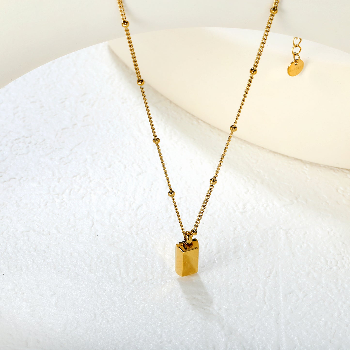 Wholesale 18K Gold Plated Square Bar Pendant Necklace Minimalist Geometry Light Luxury