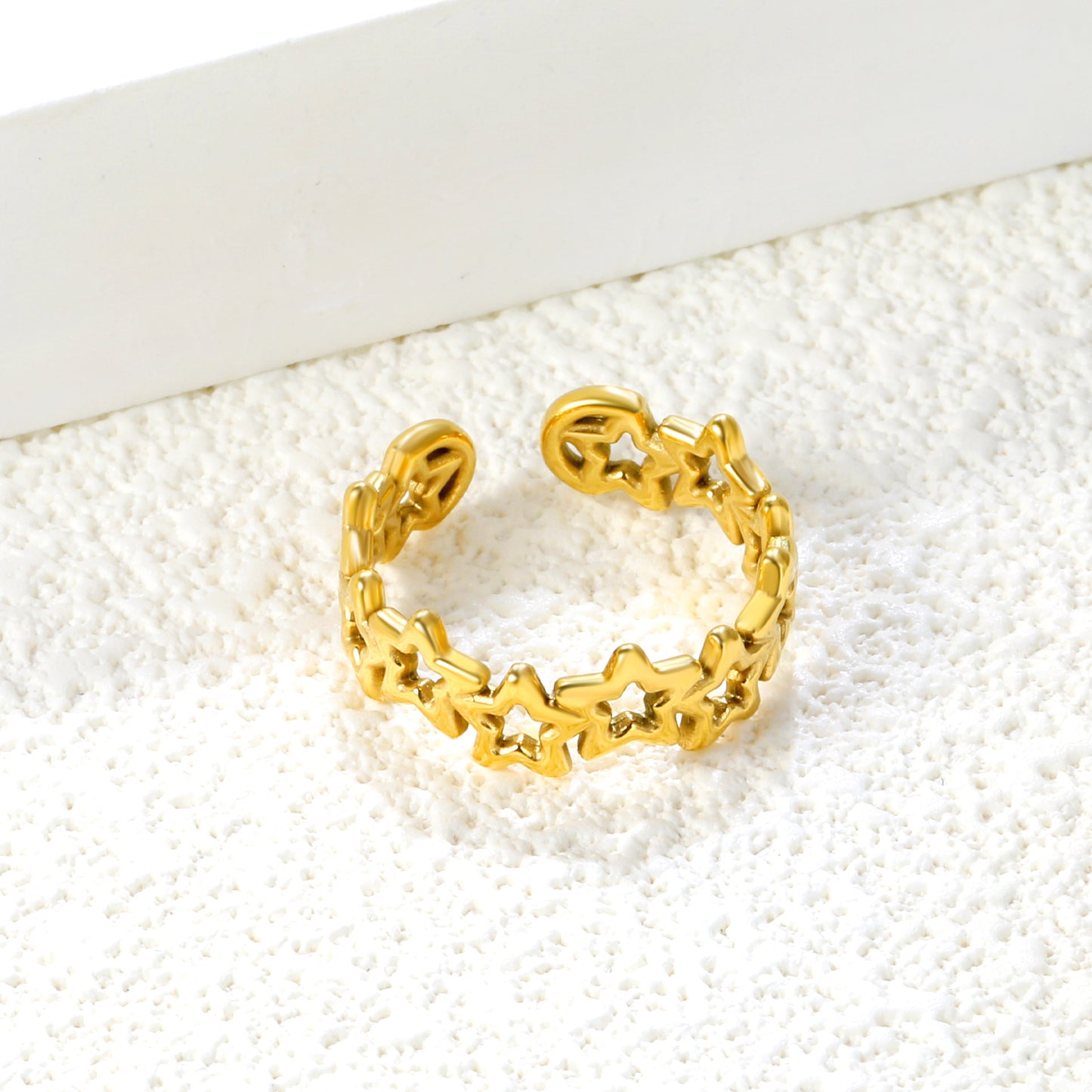 Wholesale Star Symbol Openwork 18K Gold Stainless Steel Ring