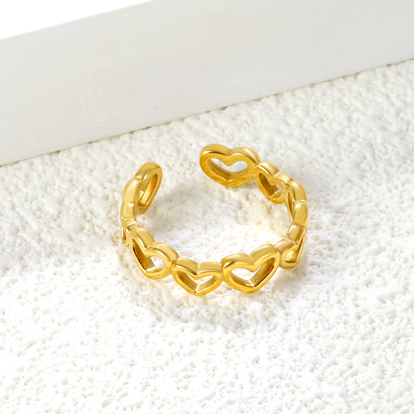 Wholesale Heart Chain Openwork 18K Gold Stainless Steel Ring