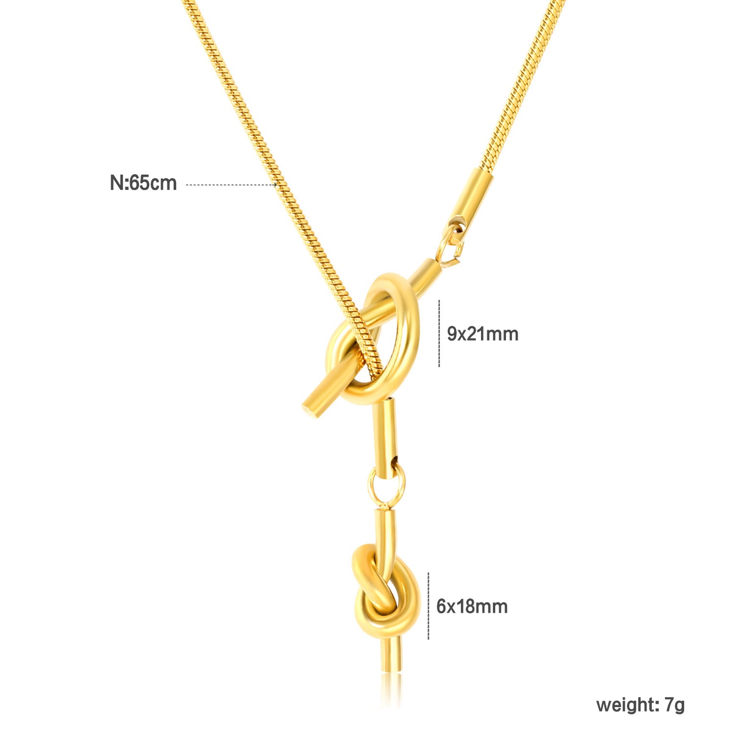 Wholesale 18K Gold Plated Knot Pendant Necklace Textured Detail Industrial Vintage Minimalist
