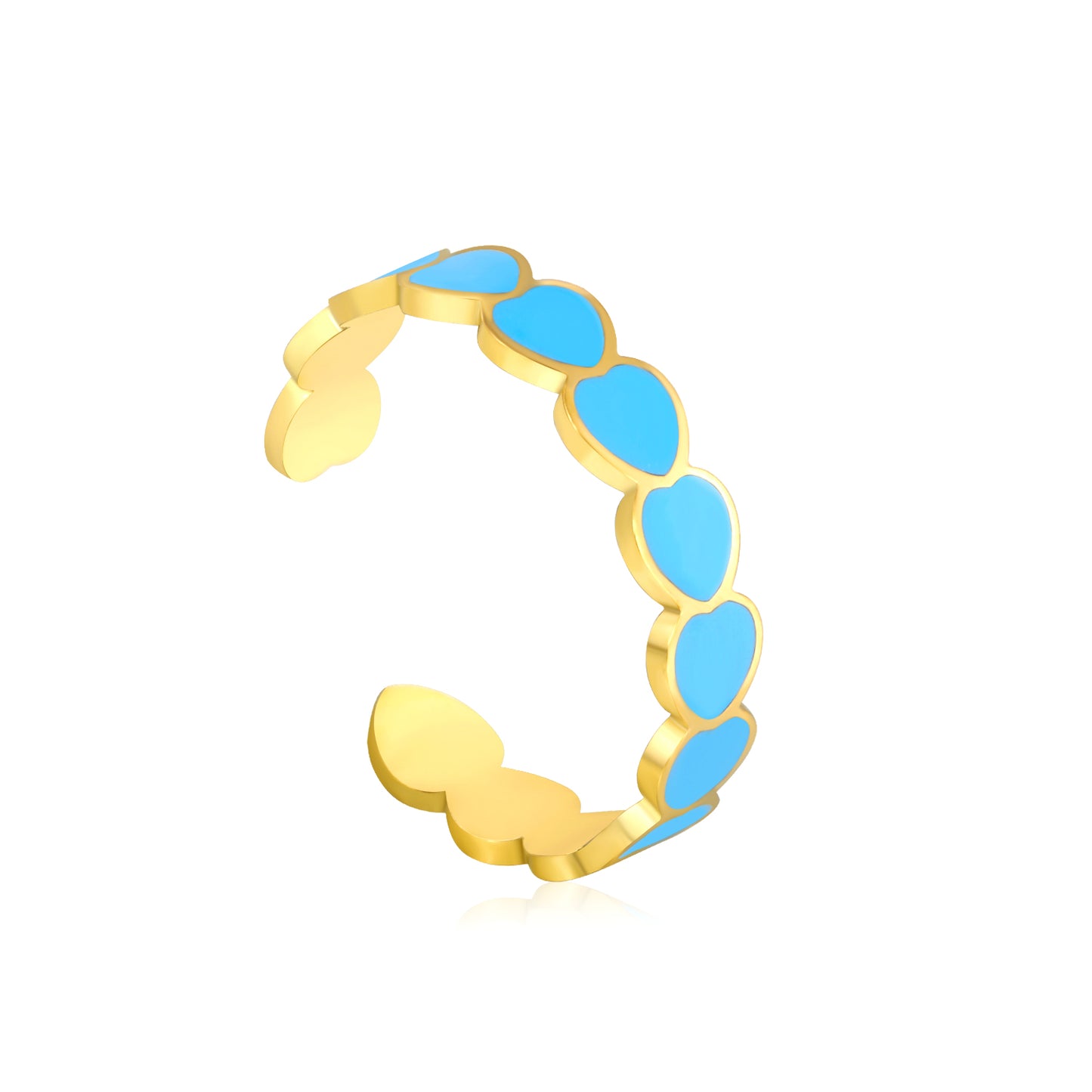 Wholesale 18K Gold Plated Open Heart Enamel Ring Multi-Color Gem Tones Adjustable Fit Festive Celebration