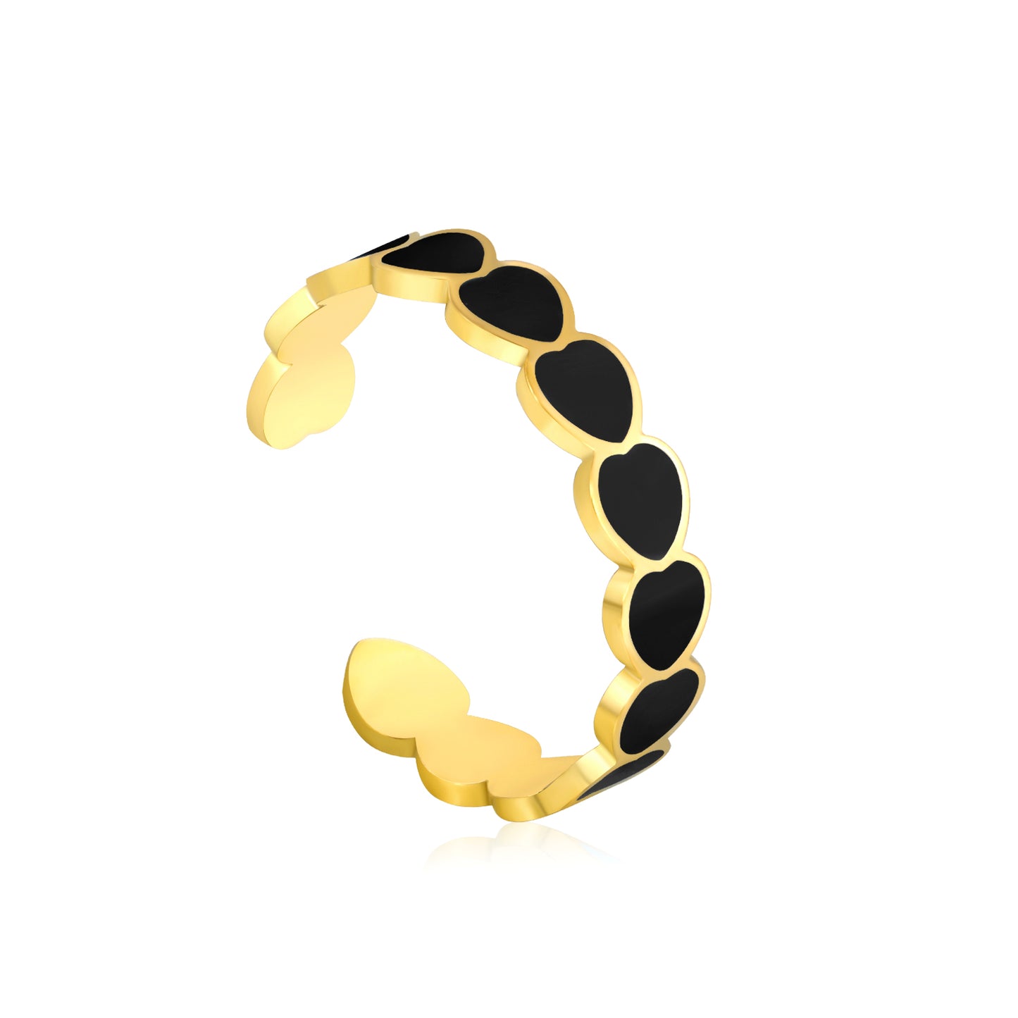 Wholesale 18K Gold Plated Open Heart Enamel Ring Multi-Color Gem Tones Adjustable Fit Festive Celebration