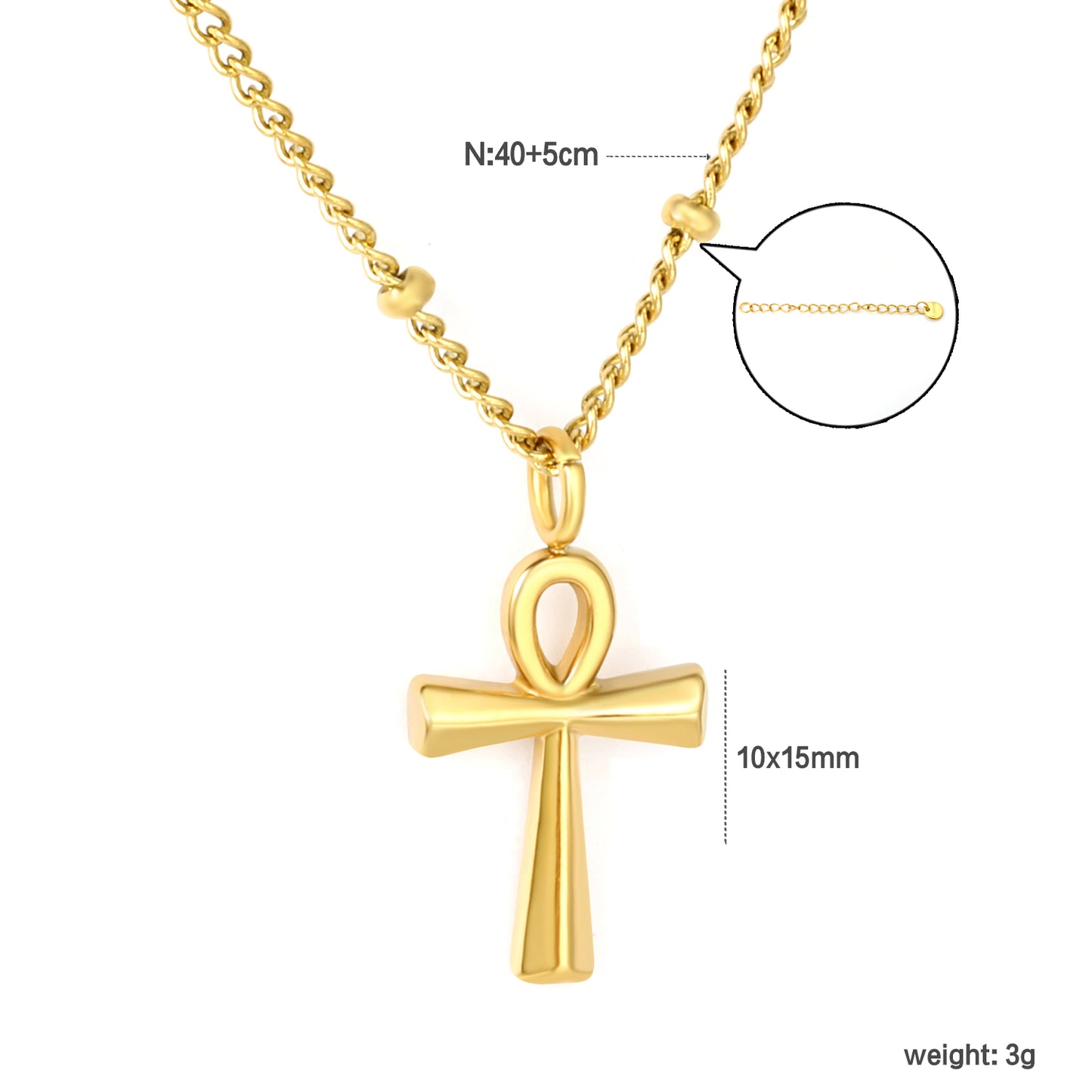 Wholesale 18K Gold Plated Ankh Symbol Pendant Necklace Ancient Egyptian Futuristic Art
