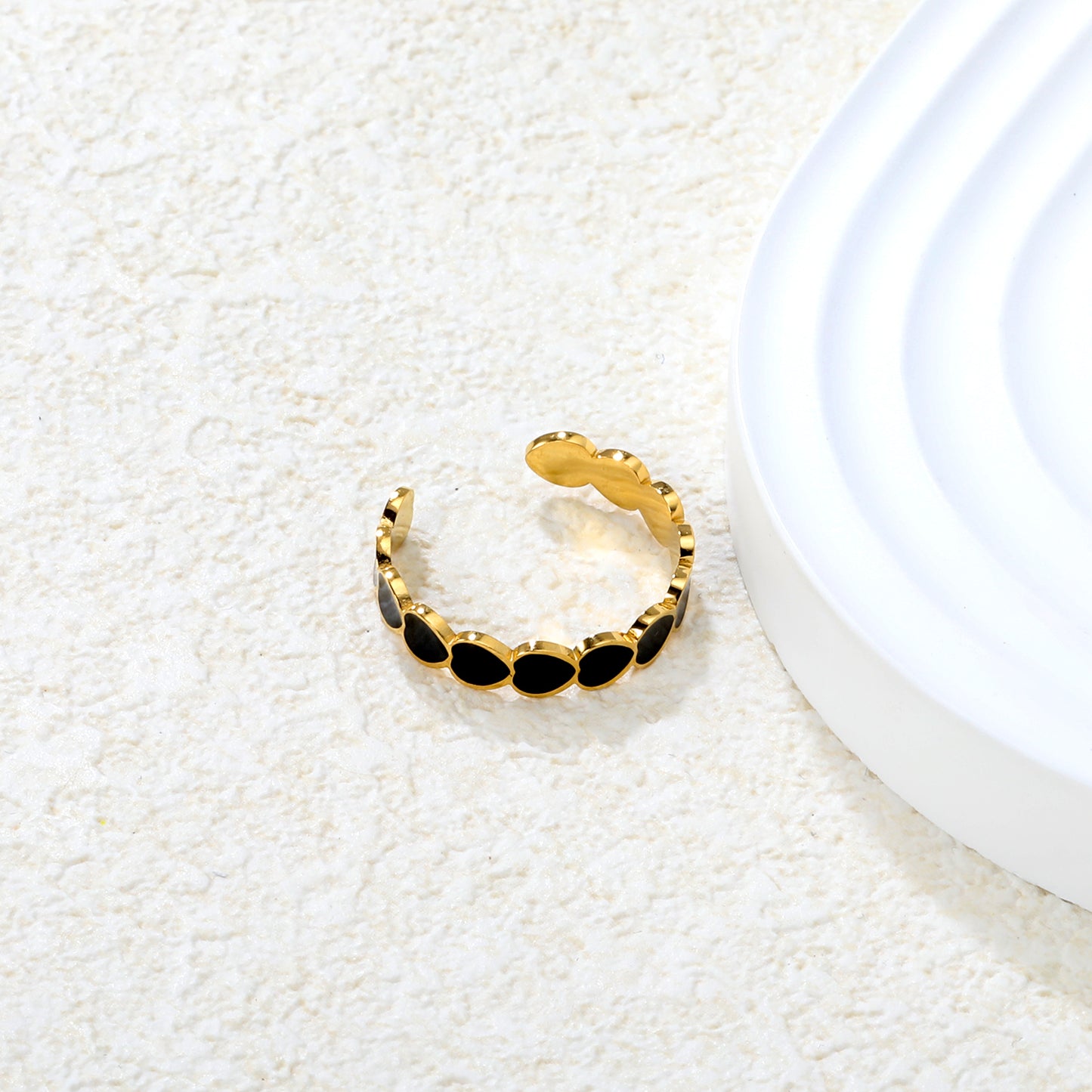 Wholesale 18K Gold Plated Open Heart Enamel Ring Multi-Color Gem Tones Adjustable Fit Festive Celebration