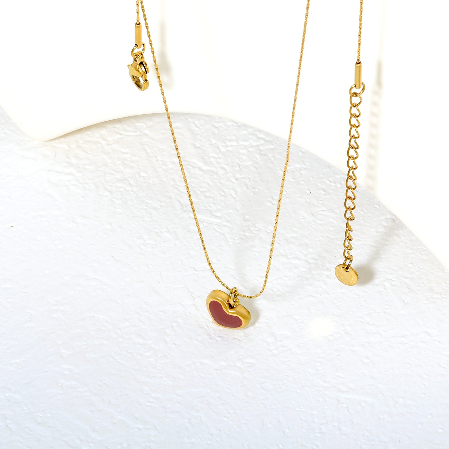 Wholesale 18K Gold Plated Red Enamel Heart Pendant Necklace Vibrant Color Festival Celebration