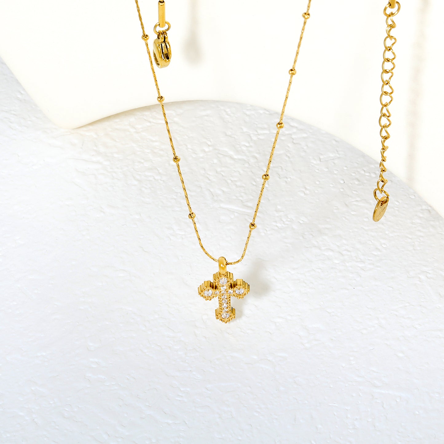 Wholesale 18K Gold Plated Full Diamond Cross Pendant Necklace Setting Luxurious Celebration