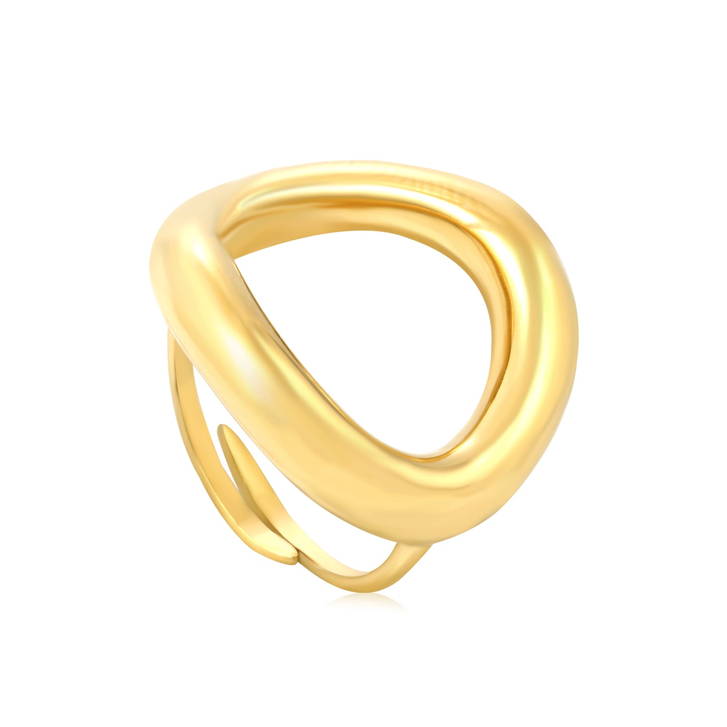 Wholesale 18K Gold Plated Double Interlock Ring Negative Space Weave Light Luxury Artistry