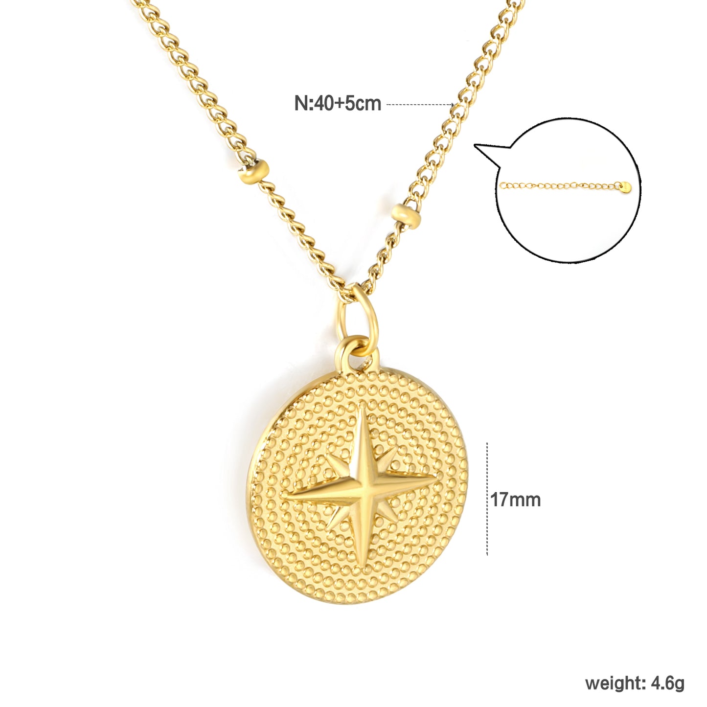 Wholesale 18K Gold Plated Cross Texture Medallion Necklace Industrial Vintage Light Luxury