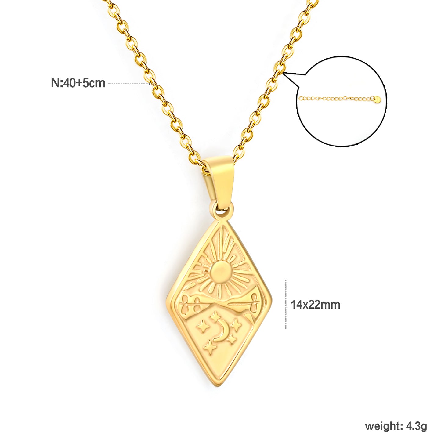 Wholesale 18K Gold Plated Diamond-Cut Pendant Necklace Faceted Texture Industrial Luxury