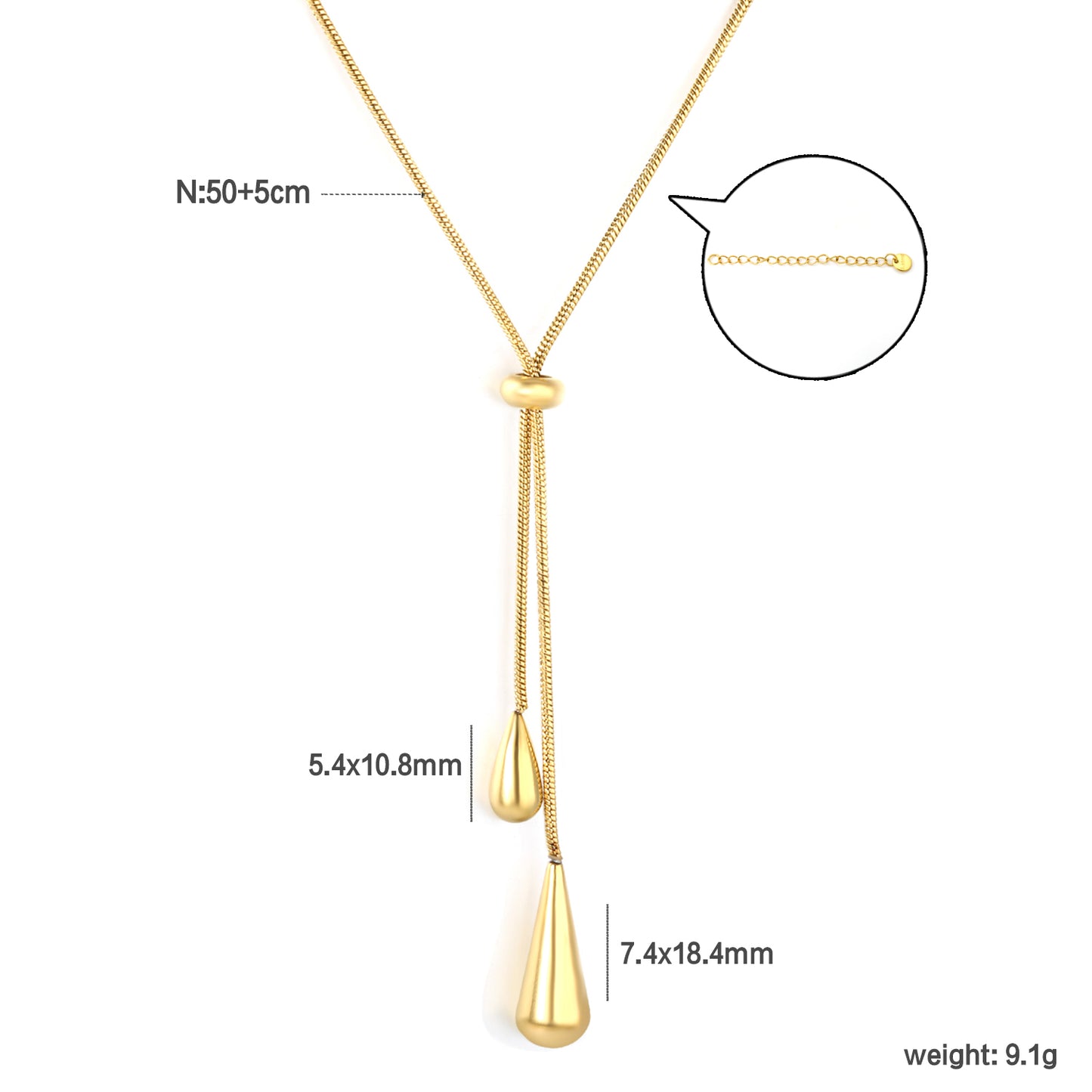 Wholesale 18K Gold Plated Y-Drop Dual Cone Pendant Necklace Geometric Futuristic Minimalist