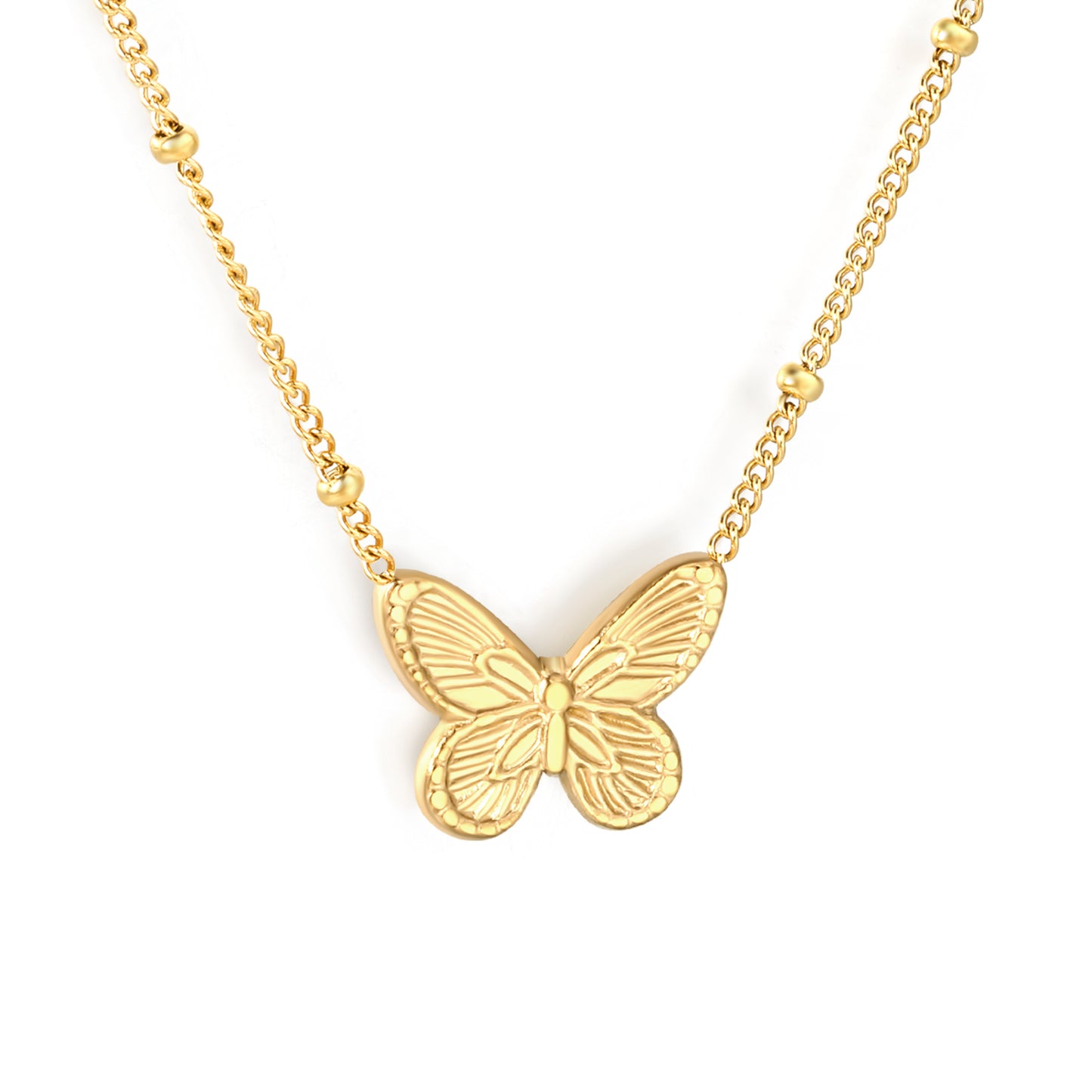 Wholesale 18K Gold Plated Butterfly Pendant Necklace Wing Texture Natural Theme Light Luxury