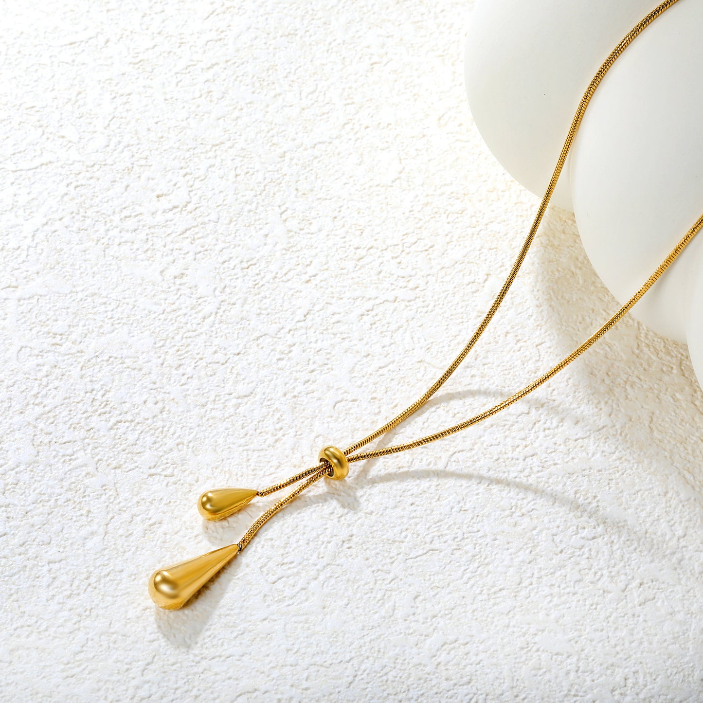 Wholesale 18K Gold Plated Y-Drop Dual Cone Pendant Necklace Geometric Futuristic Minimalist