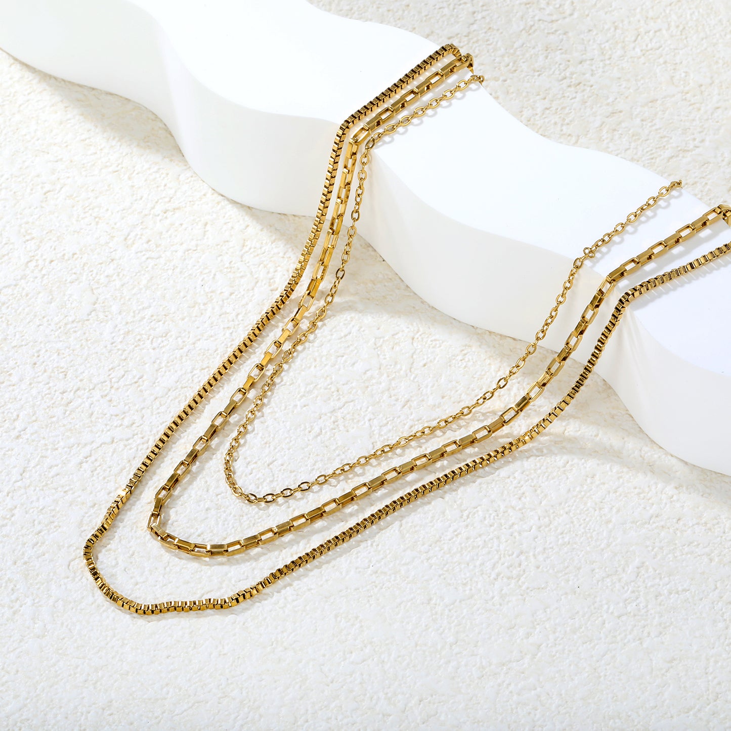Wholesale 18K Gold Plated Multi-Layer Chain Necklace Mixed Styles Industrial Vintage Luxury
