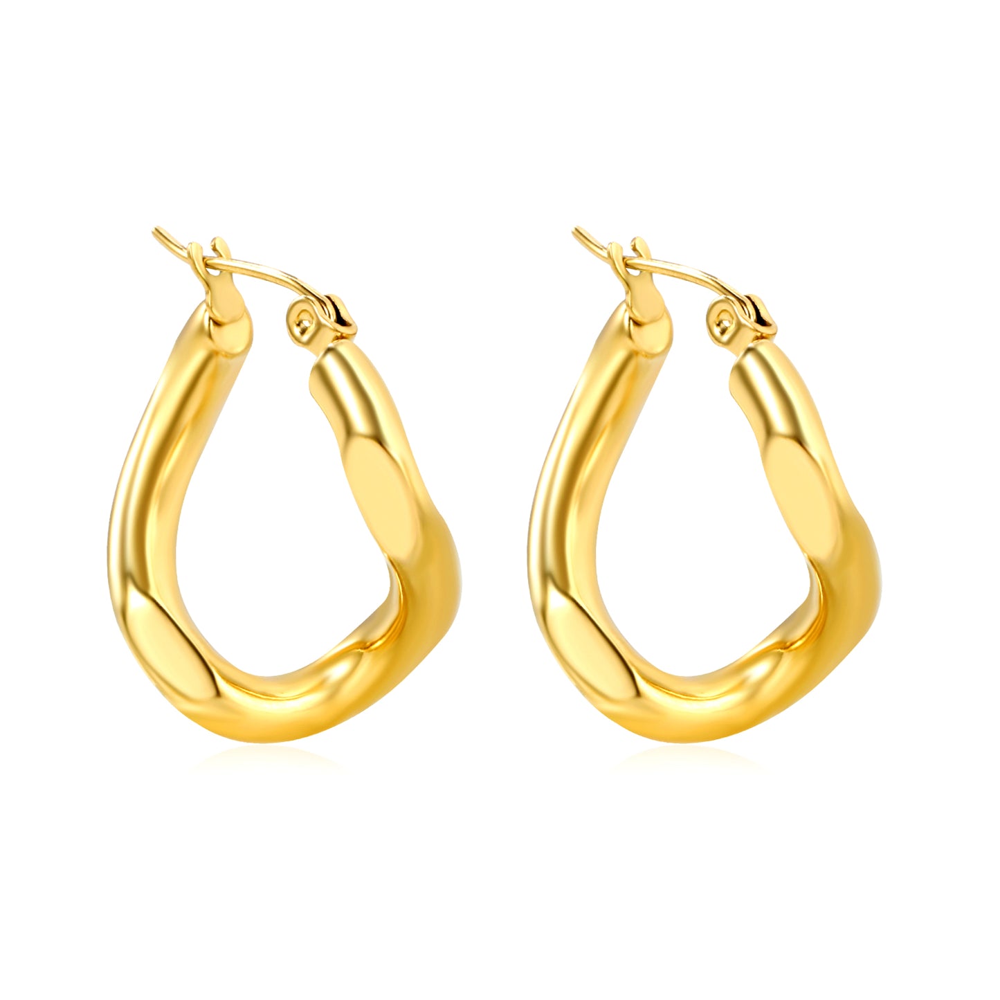 Wholesale Stainless Steel 18K Gold Plated Twisted Thread Reversible Angle Stud Earrings
