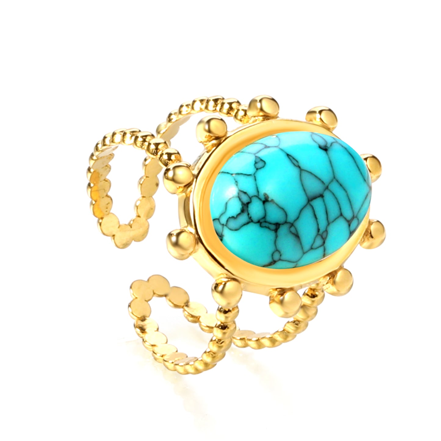Wholesale Stainless Steel Light - colored / Turquoise / Chrysoprase Gemstone Ring