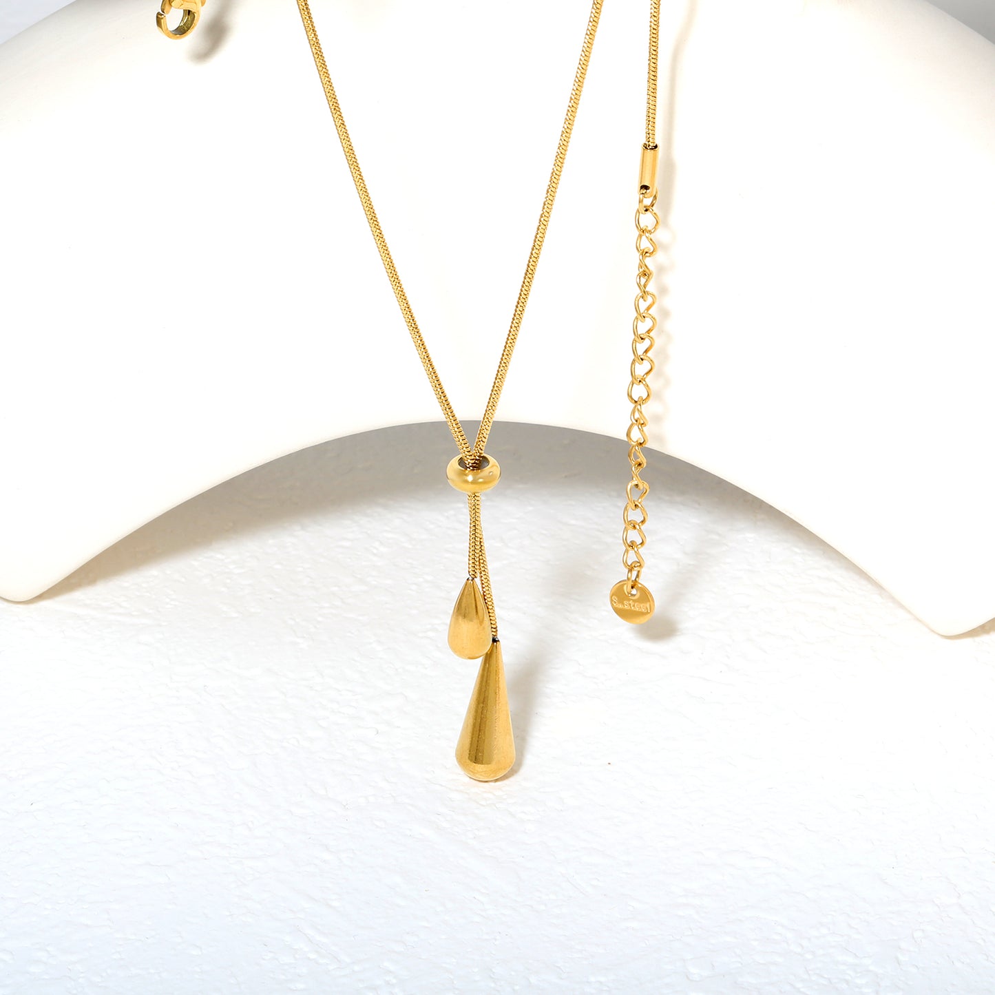 Wholesale 18K Gold Plated Y-Drop Dual Cone Pendant Necklace Geometric Futuristic Minimalist