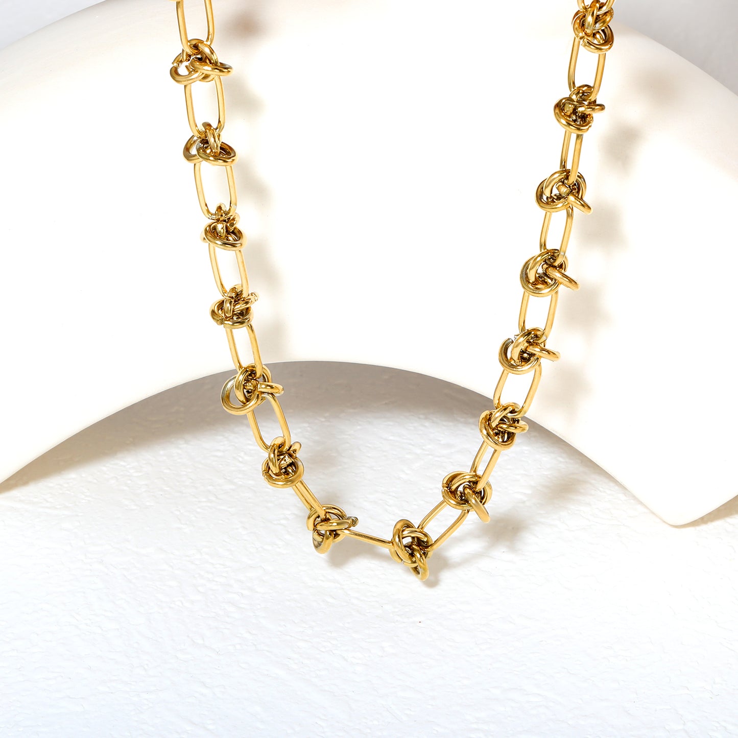 Wholesale 18K Gold Plated Woven Chain Necklace Textured Weave Industrial Vintage Luxury