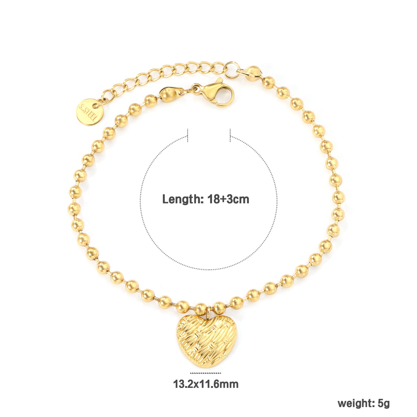 Stainless steel gold heart pattern bracelet jewelry supplier