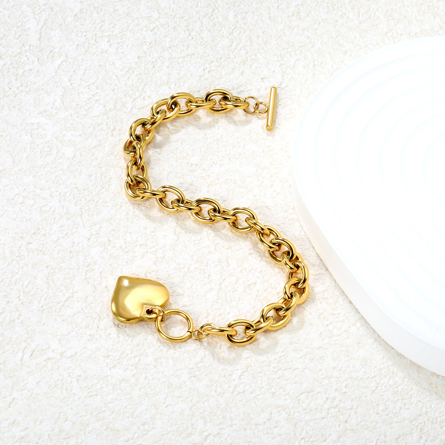 Wholesale 18K Gold Plated Rope Chain Bracelet Heart Charm Industrial Weave Vintage Luxury Art