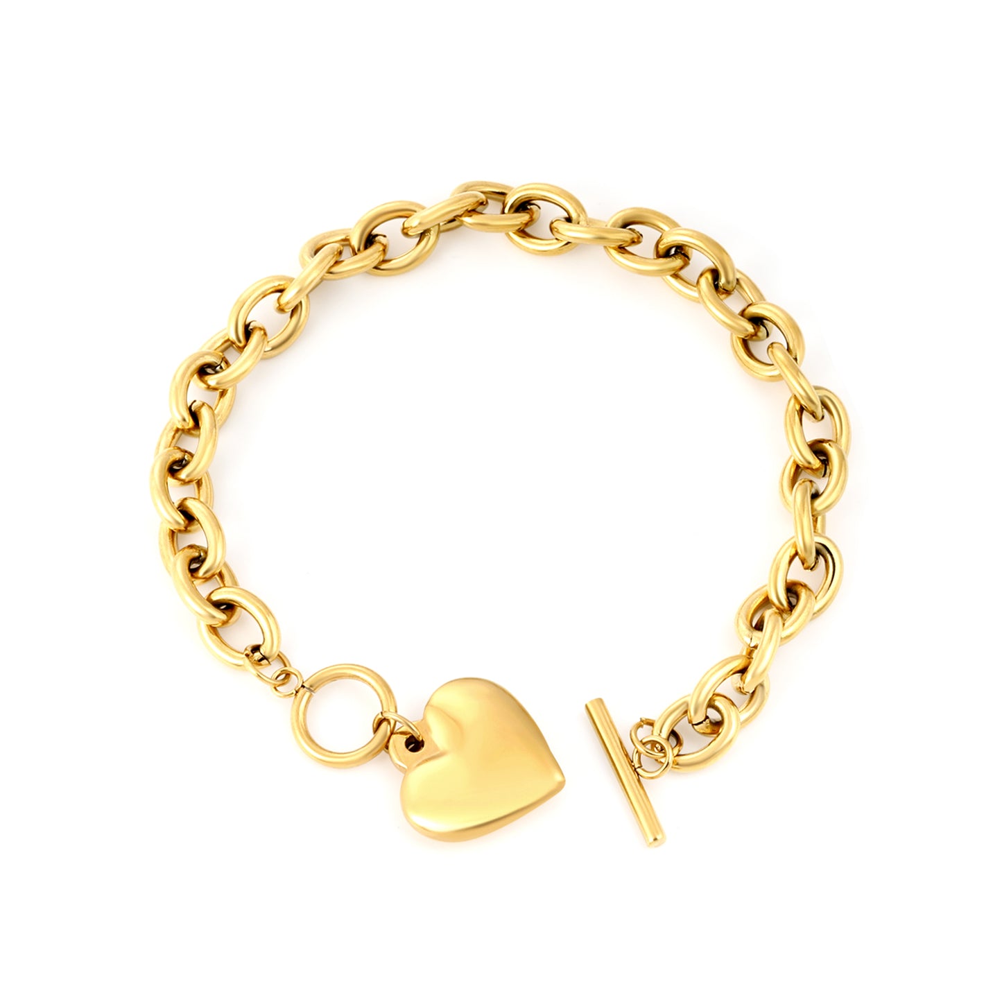 Wholesale 18K Gold Plated Rope Chain Bracelet Heart Charm Industrial Weave Vintage Luxury Art
