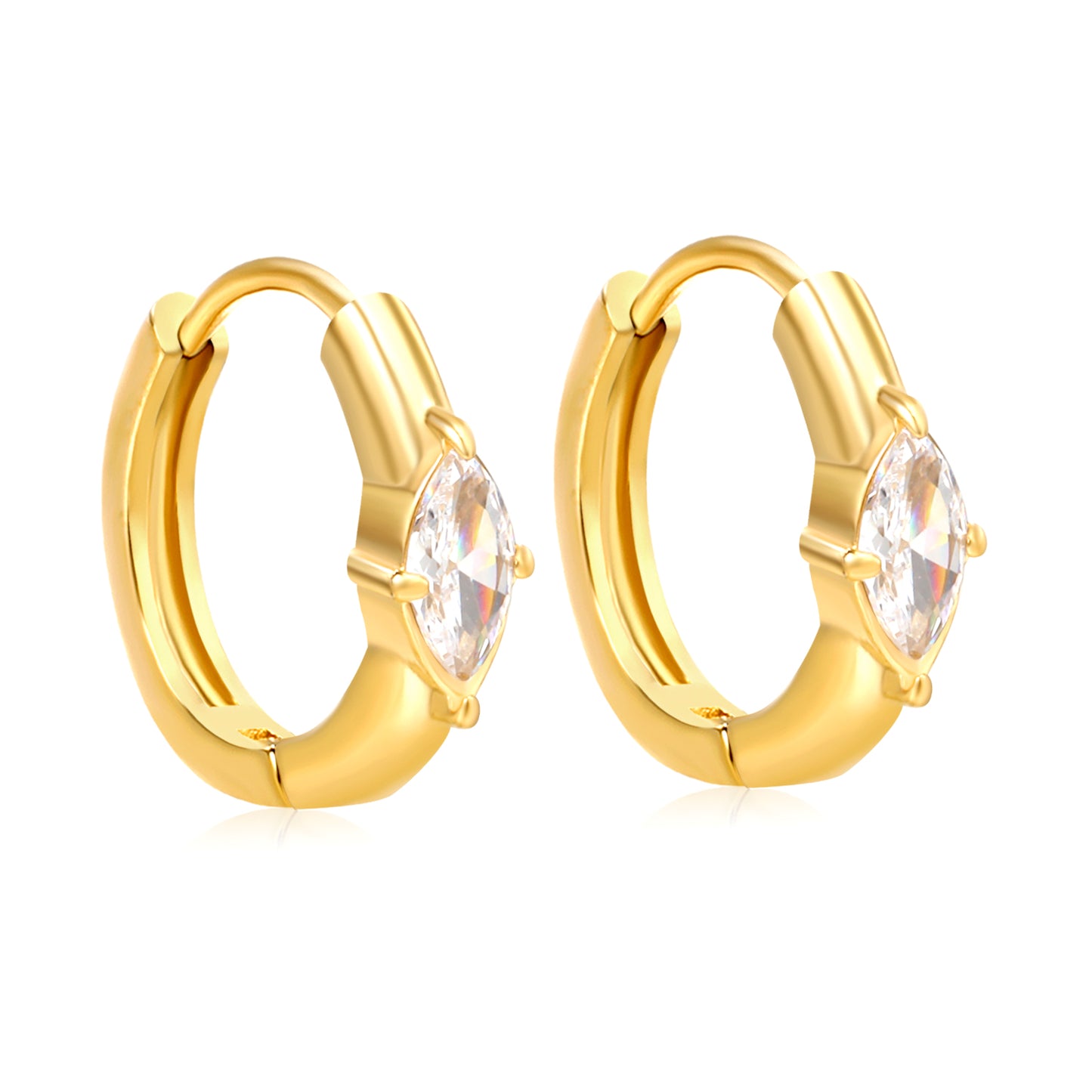 Bulk 18K Gold Plated Luxe Diamond Zircon Hoop Earrings