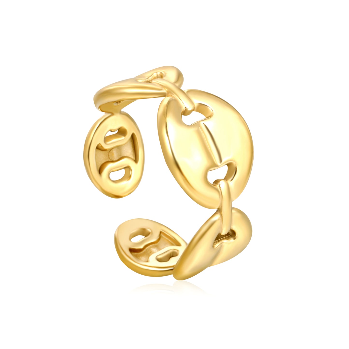 Wholesale Oval Chain Link Nesting 18K Gold Stainless Steel Ring