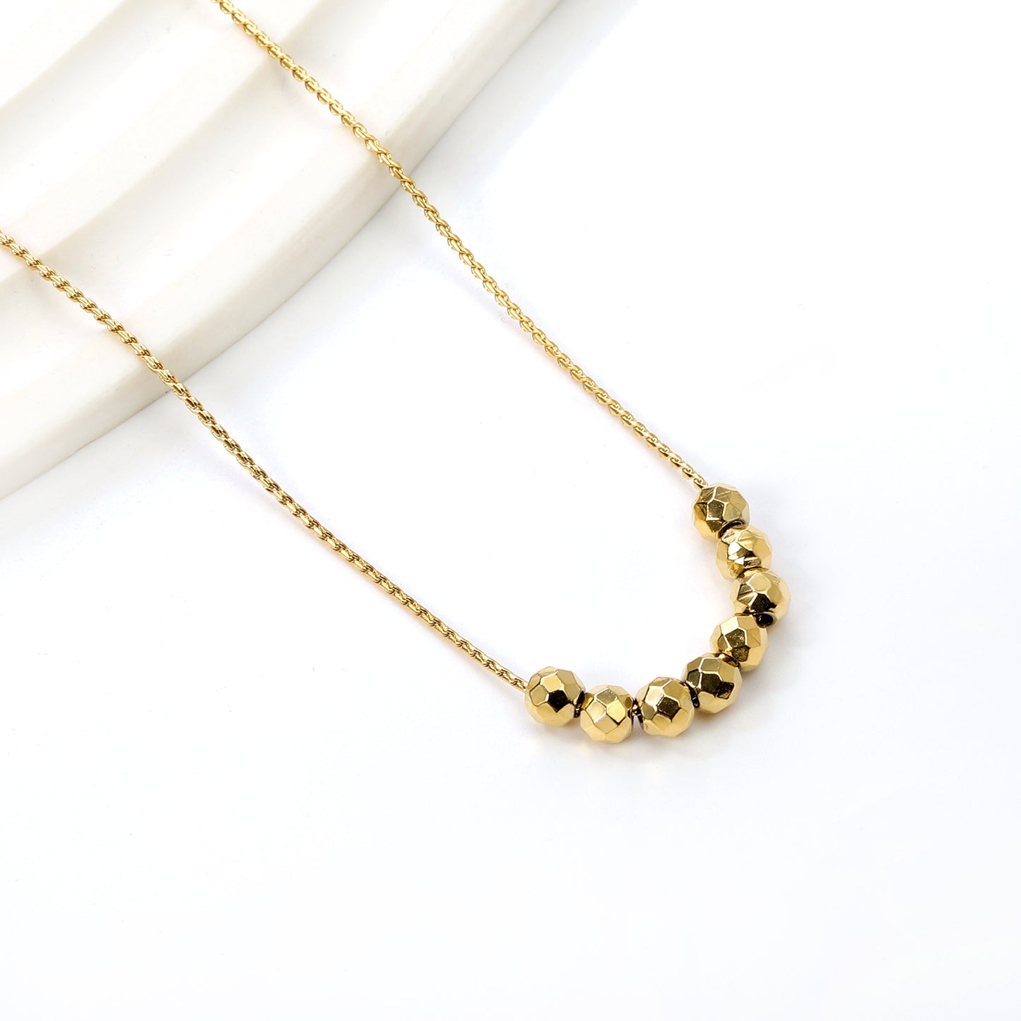 Wholesale Gold toned Stainless Steel Gold Round Link Chain Necklace Retro Style