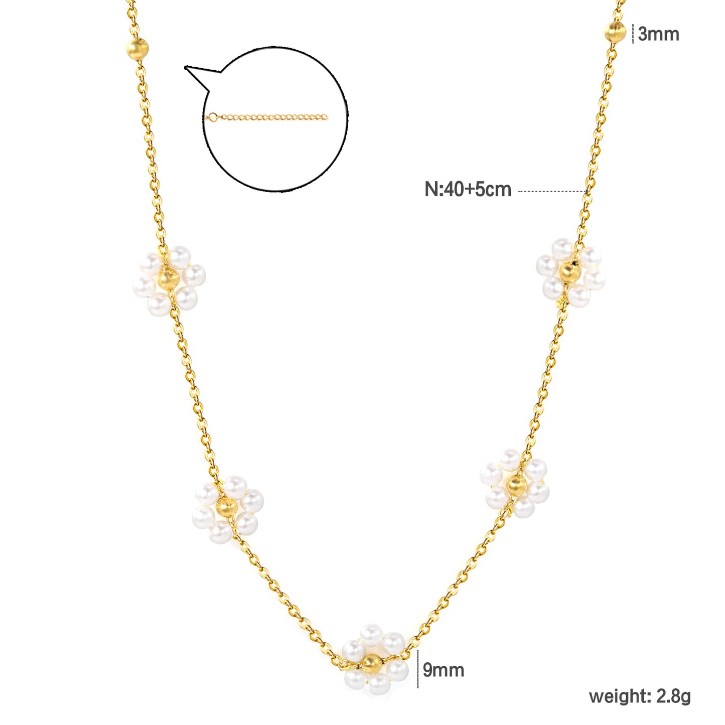 Wholesale Gold Tone White Flower Multilayer Necklace Pure Elegance