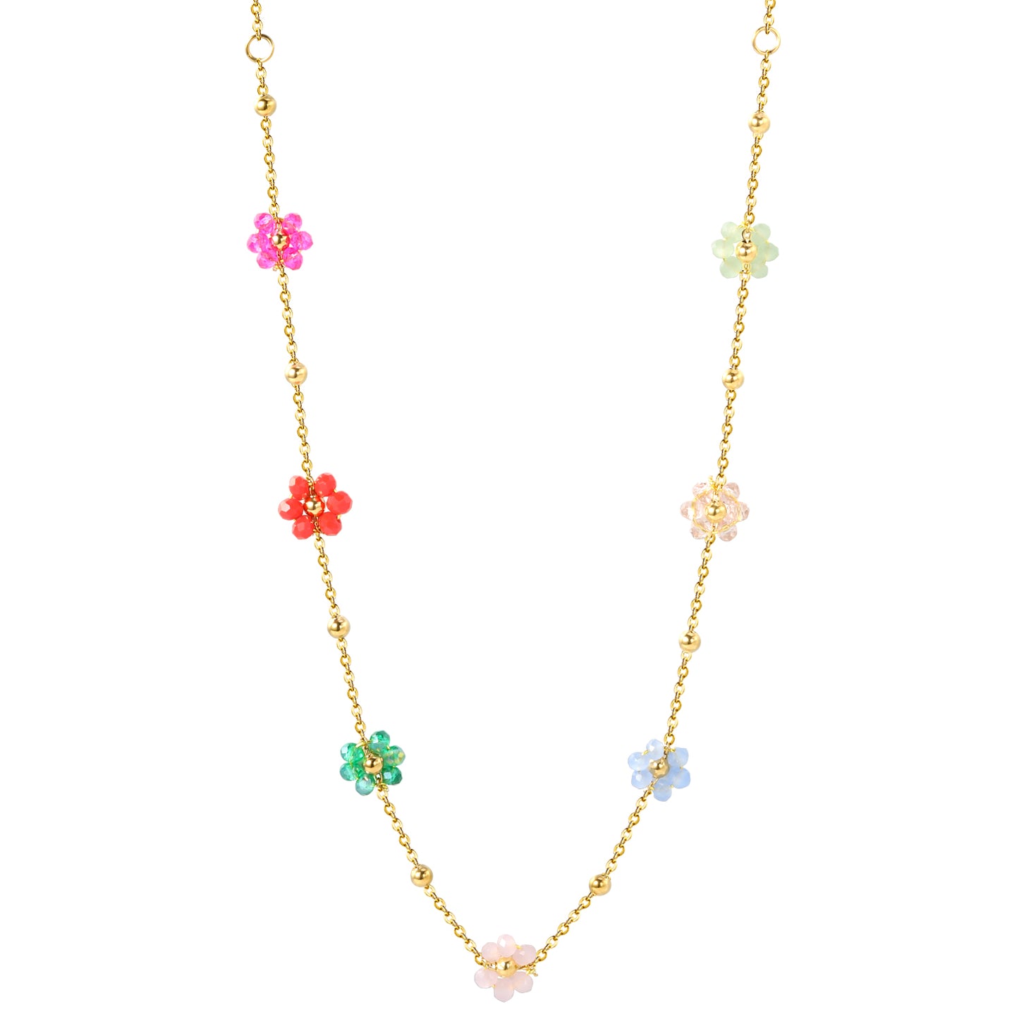 Bulk Gold Tone Multicolor Flower Necklace Cheerful Vibe