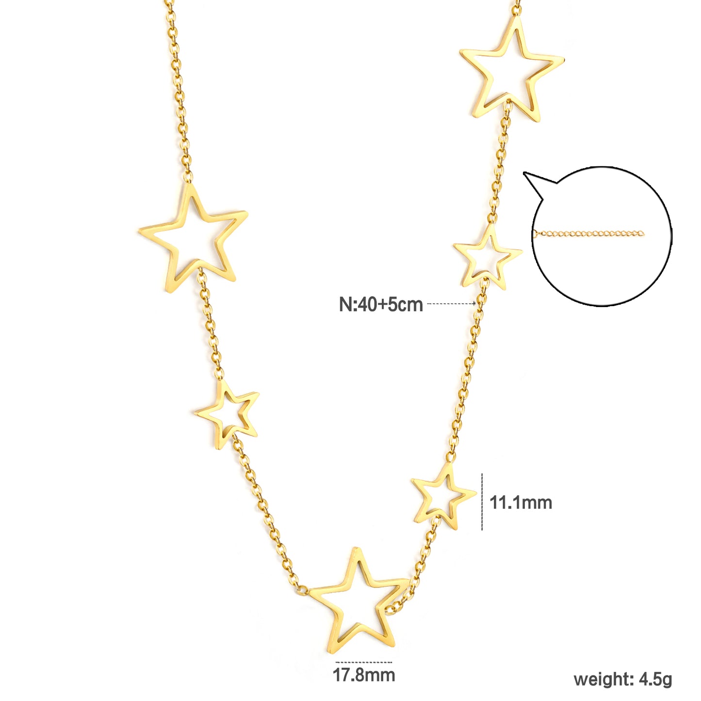 Stainless Steel Large and Small Five-Pointed Star Accessories & Cross Chain Necklace Jewelry Supplier