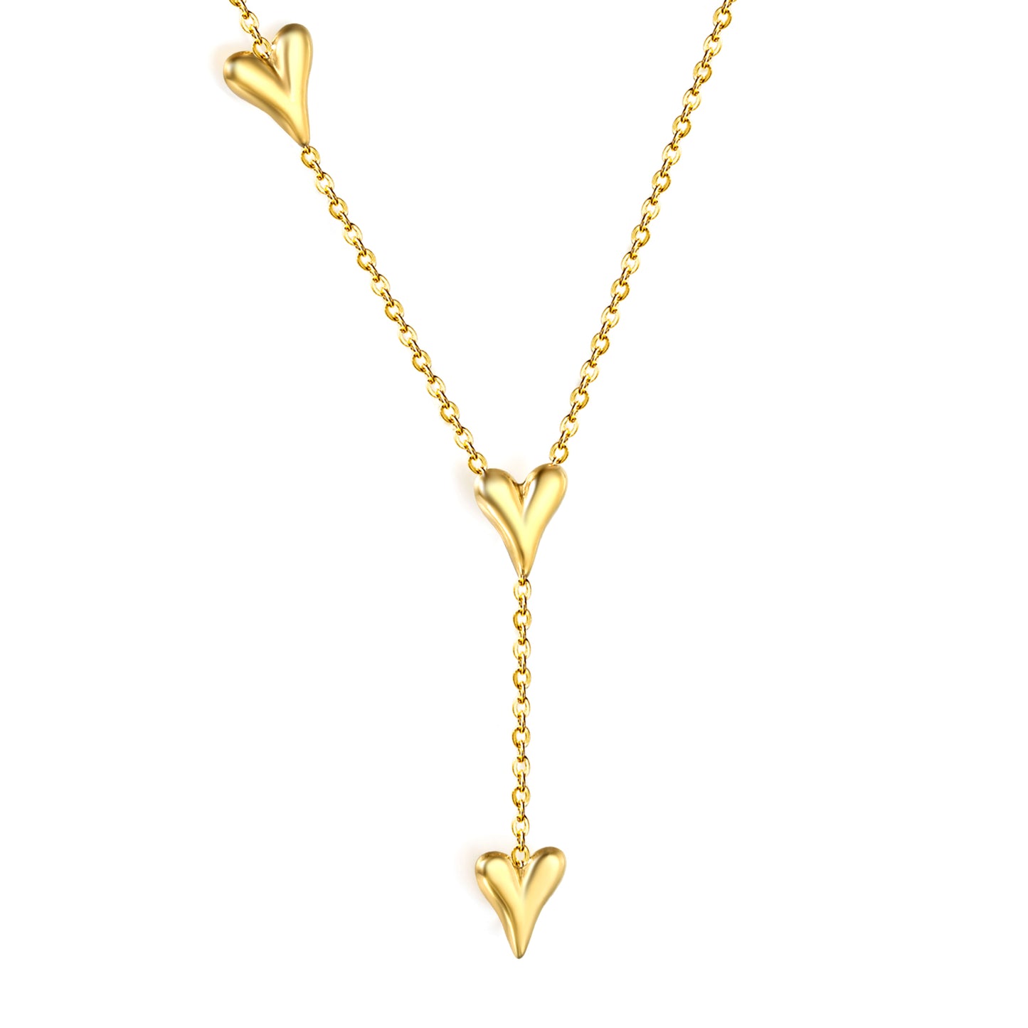 Stainless steel 3 golden hearts + round tail tag necklace jewelry supplier