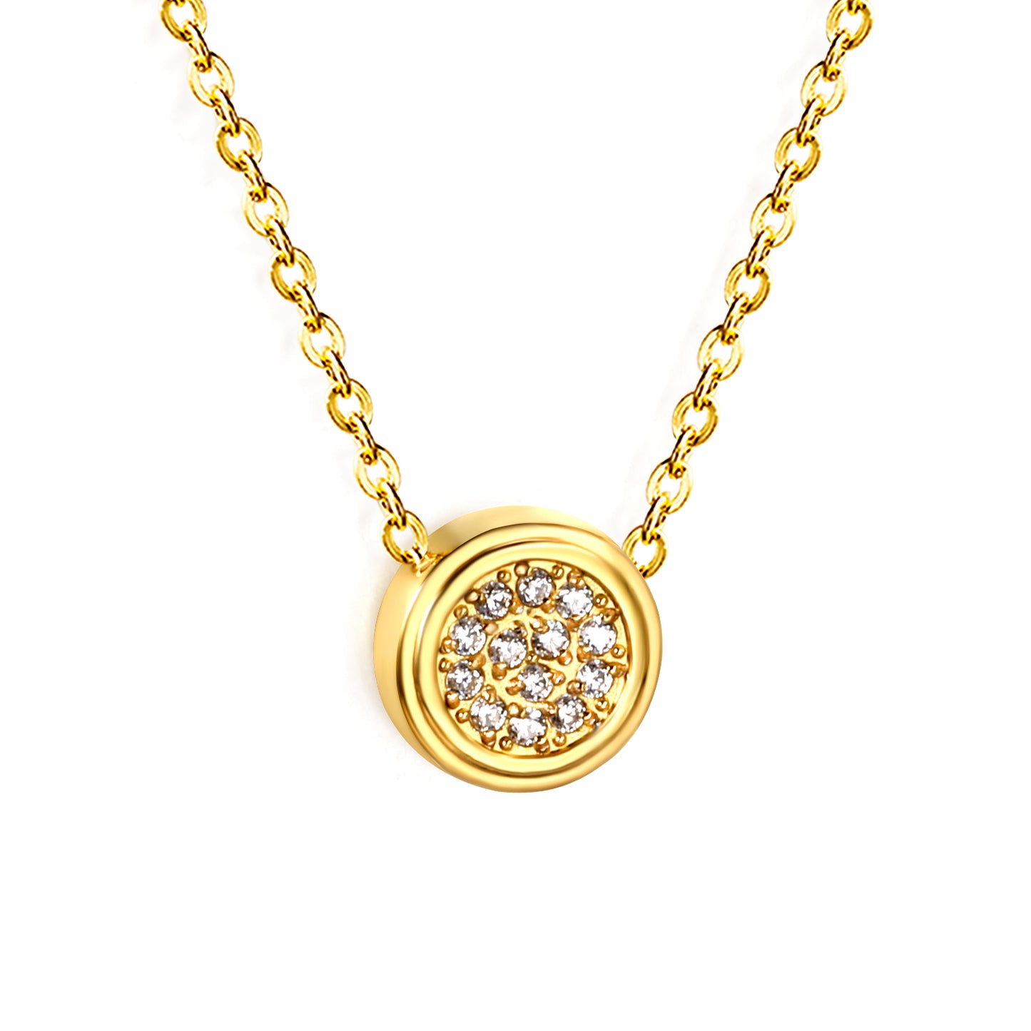 Wholesale 18K Gold Plated Circle Diamond Pendant Necklace Concentric Texture Minimalist Luxury