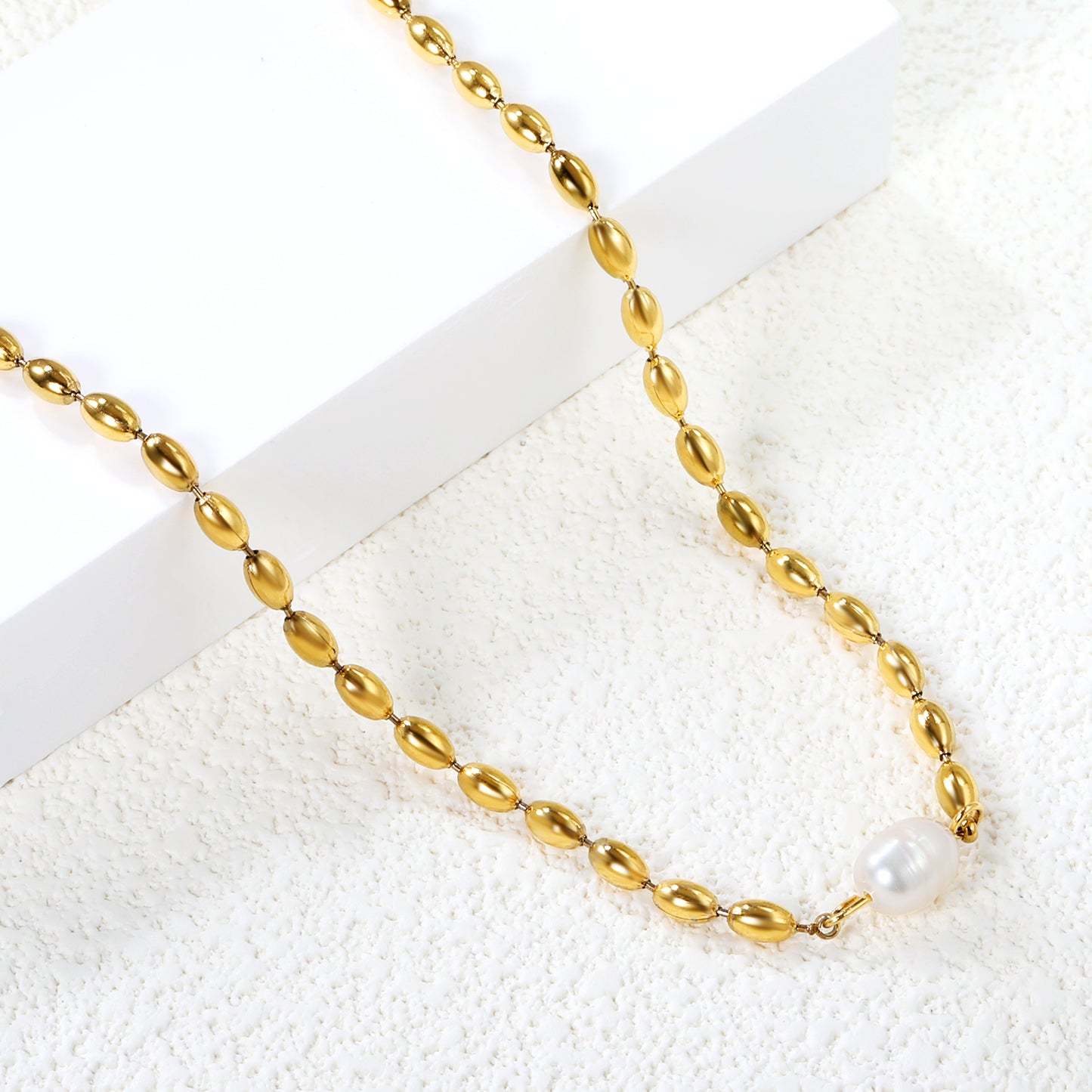 Bulk Gold Tone Pearl Chain Necklace Classic Elegance