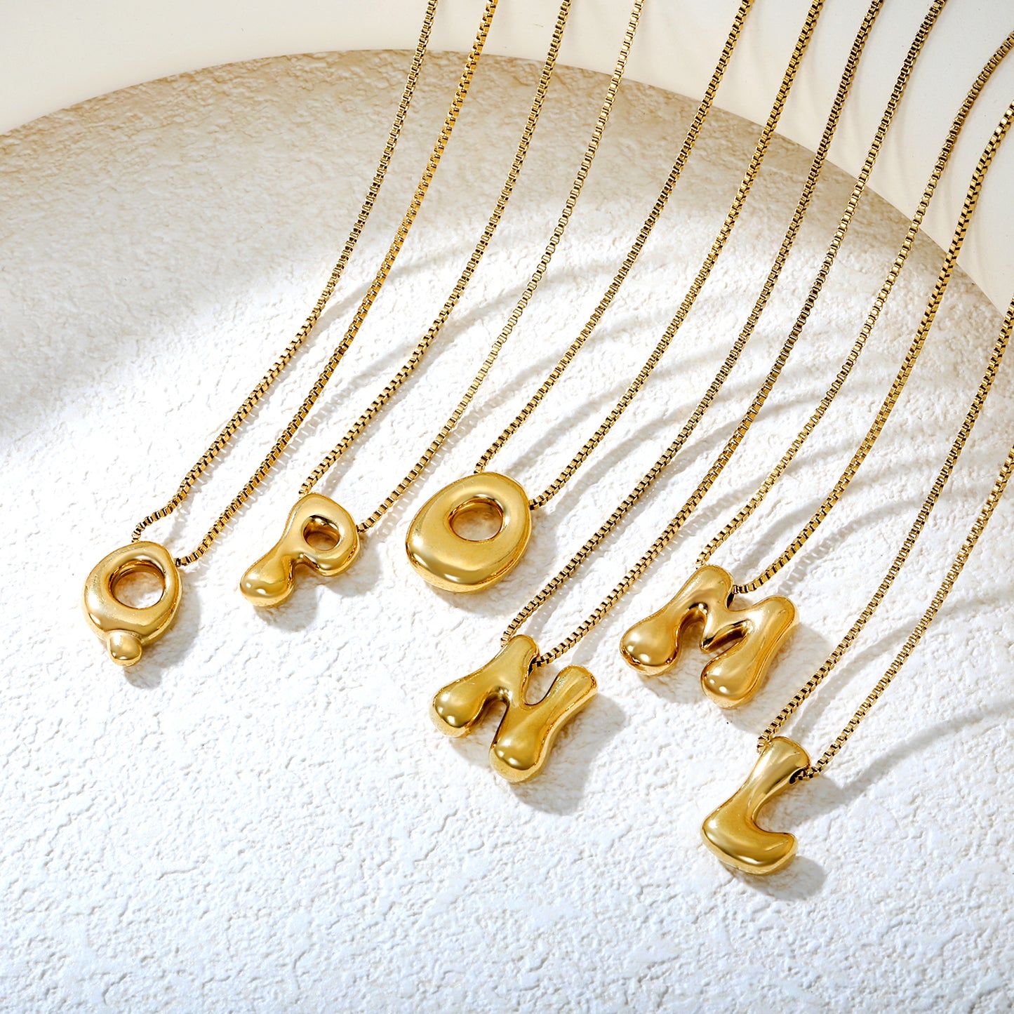 Wholesale Waterproof PVD 26 Initial Letter Necklace Series (Pearl/Solid)