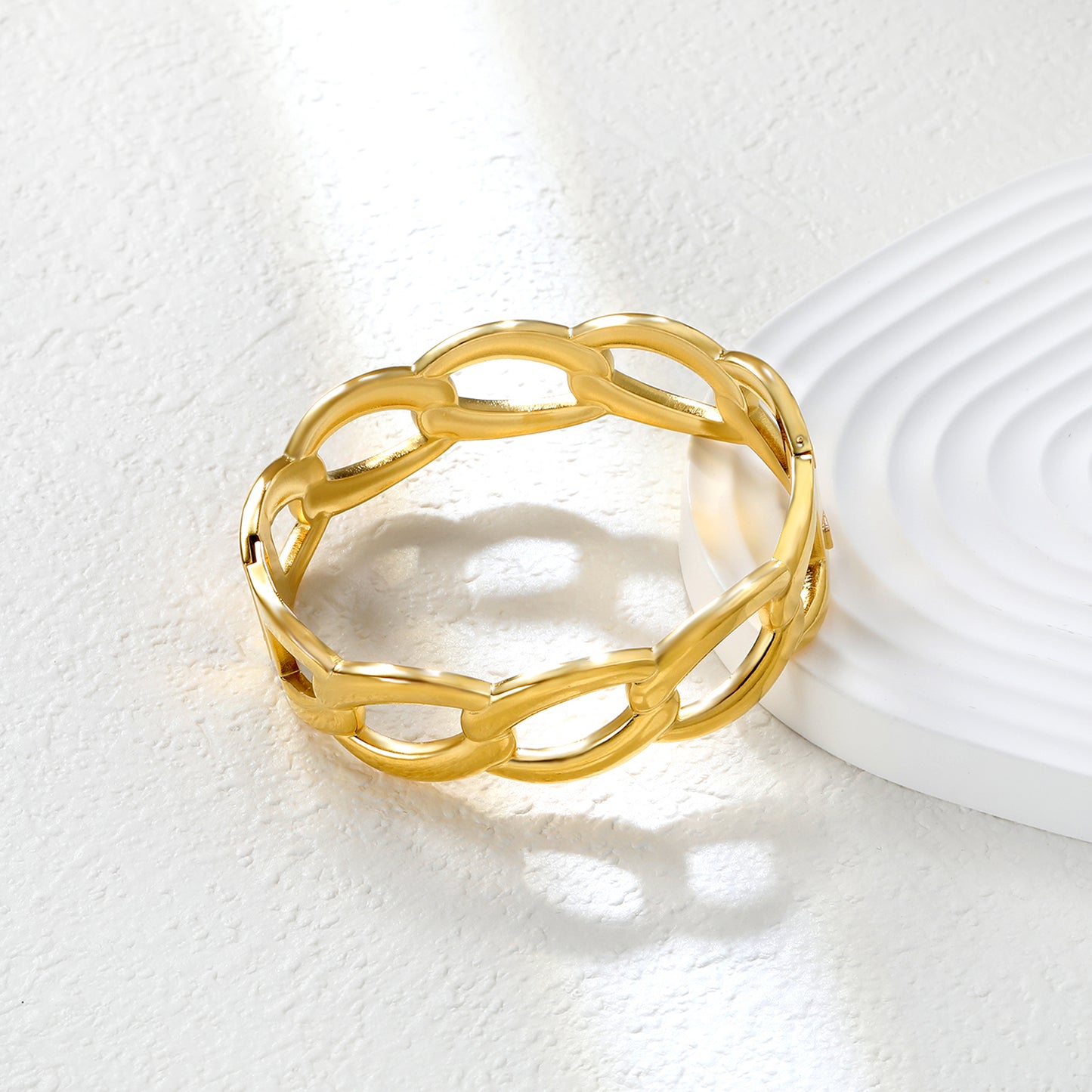 Bulk 18K Gold Plated Bold Wide Bangle Bracelet