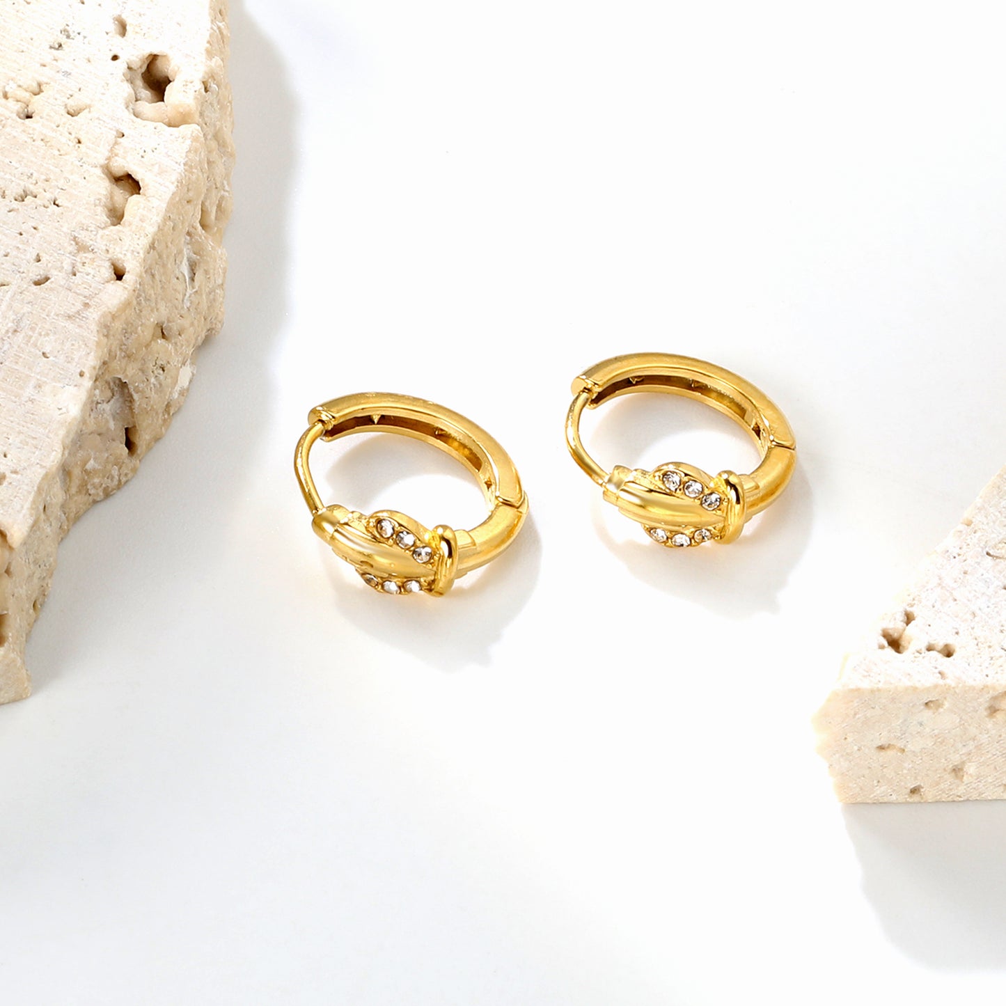 Bulk 18K Gold Plated Desert Cactus Crystal Hoop Earrings