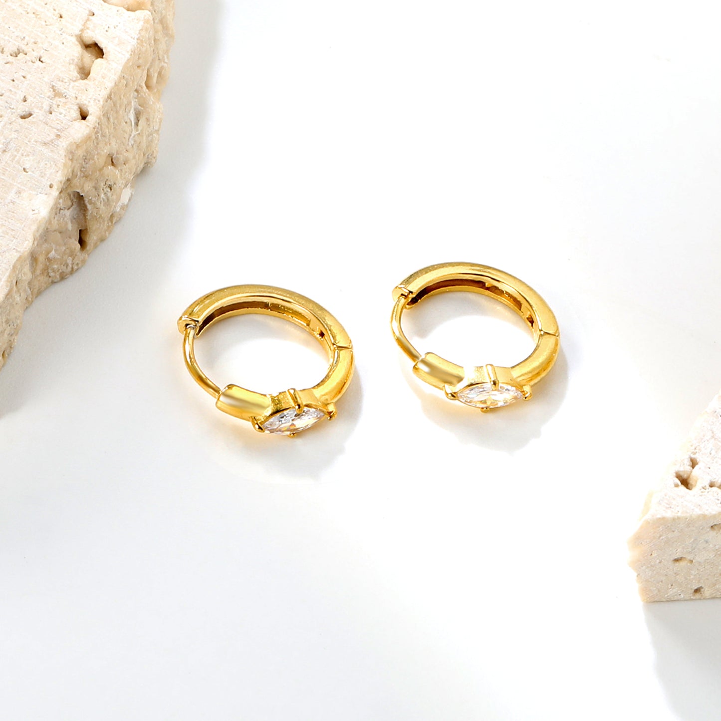 Bulk 18K Gold Plated Luxe Diamond Zircon Hoop Earrings