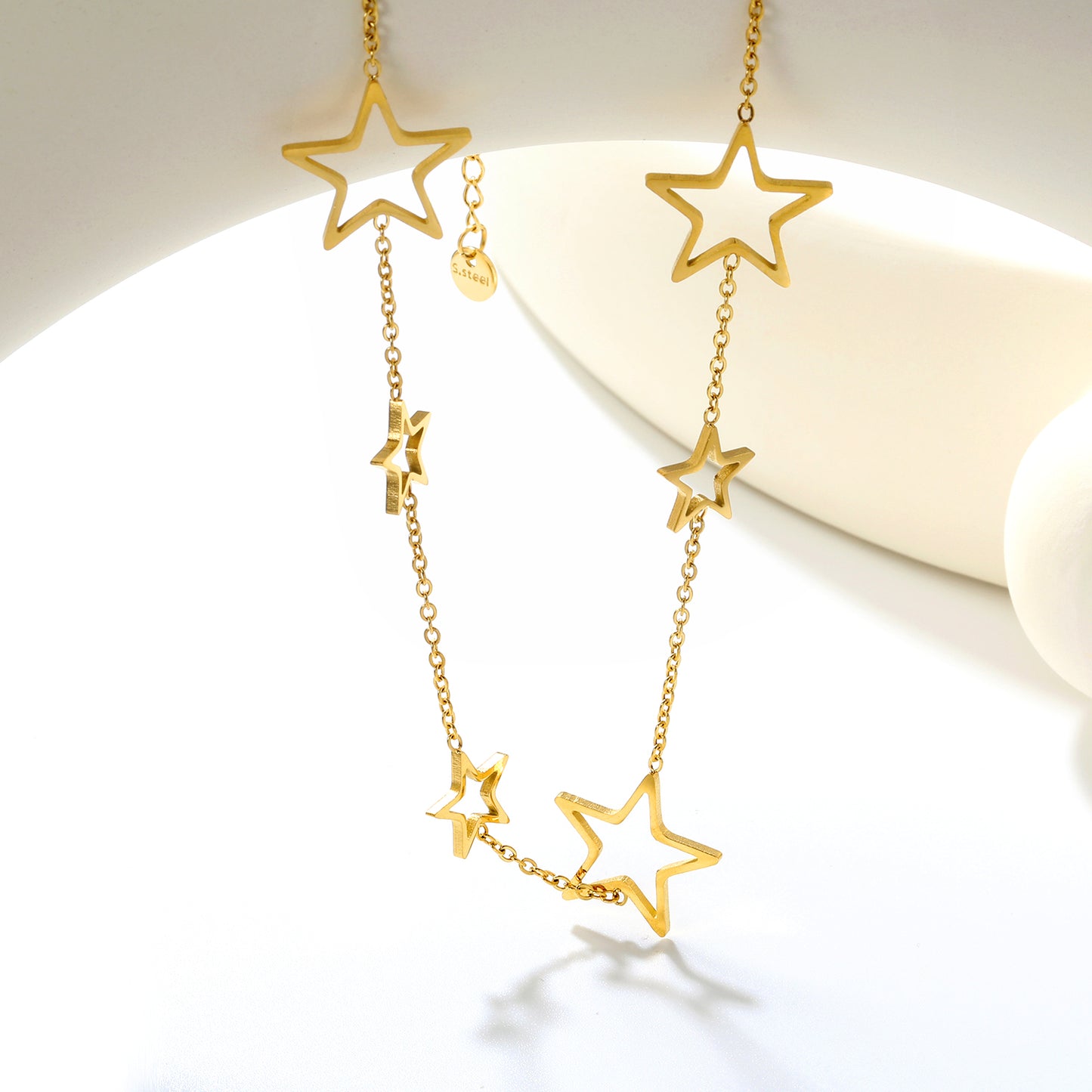Stainless Steel Large and Small Five-Pointed Star Accessories & Cross Chain Necklace Jewelry Supplier