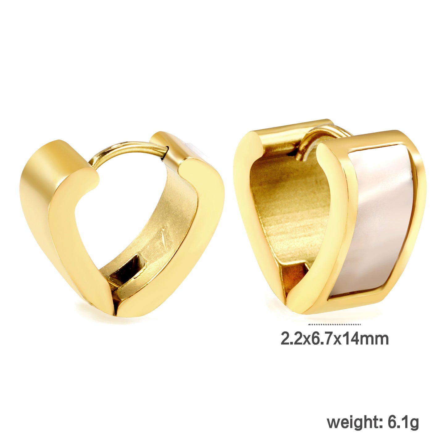 Wholesale Gold Heart - shaped Earrings with White Accent for Jewelry Retailers