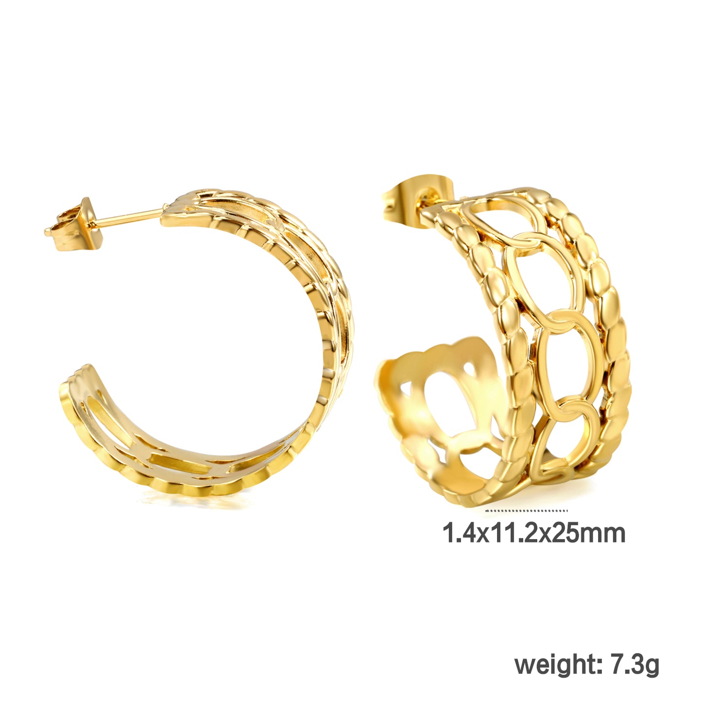 Wholesale Dotted Texture Gold C - shaped Earrings for Accessory Vendors