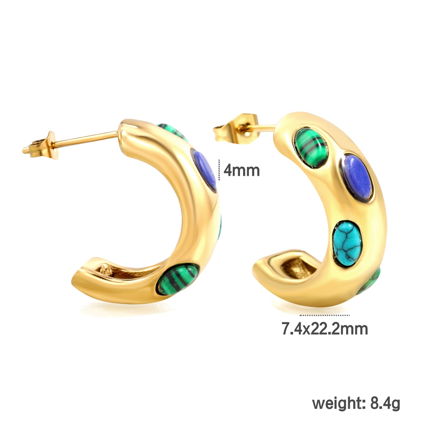 Wholesale Gold Crescent - Shaped Earrings with Multicolored Gemstones for Jewelry Retailers