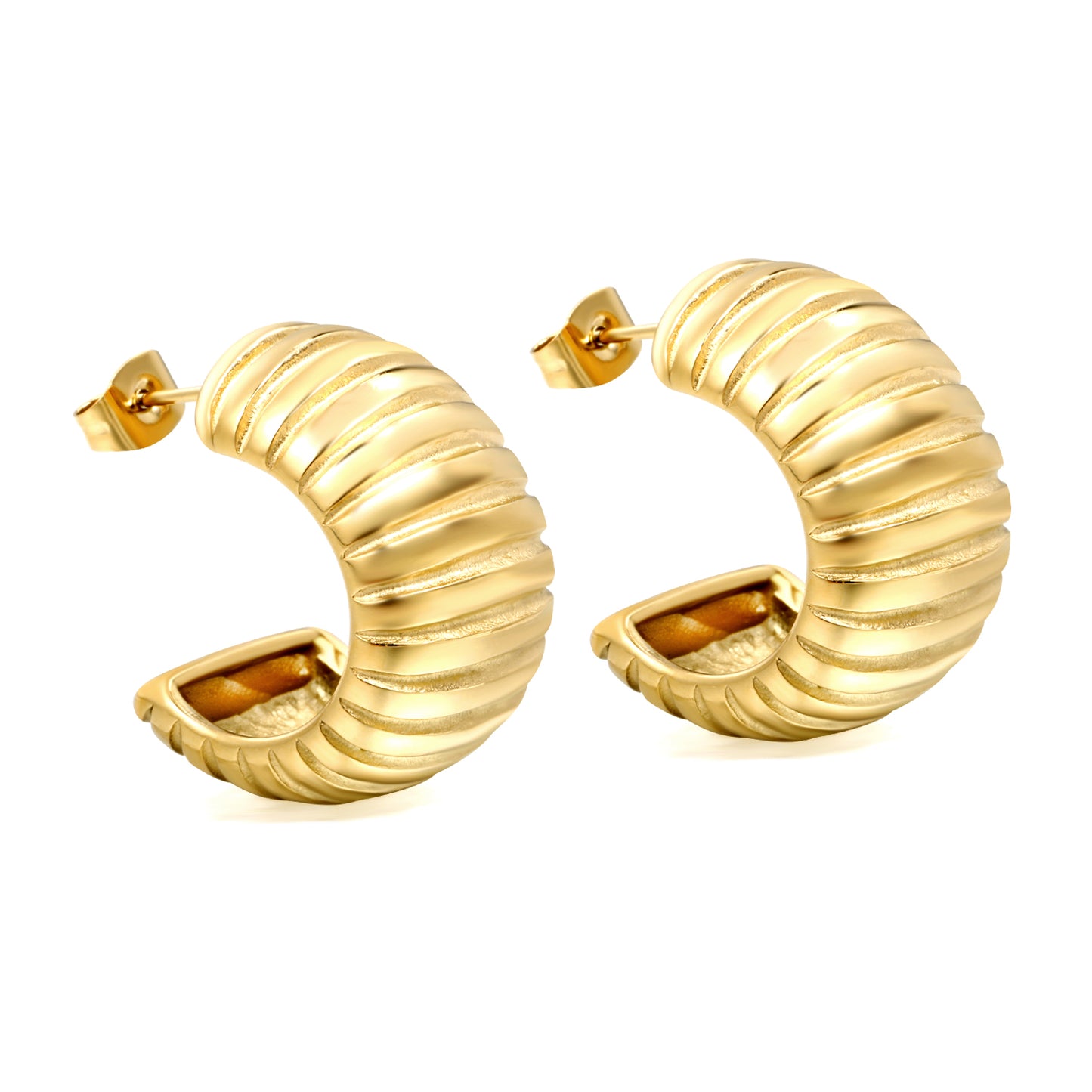 Wholesale 18k Gold C-Shaped Horizontal Stud Earrings Minimalist Style