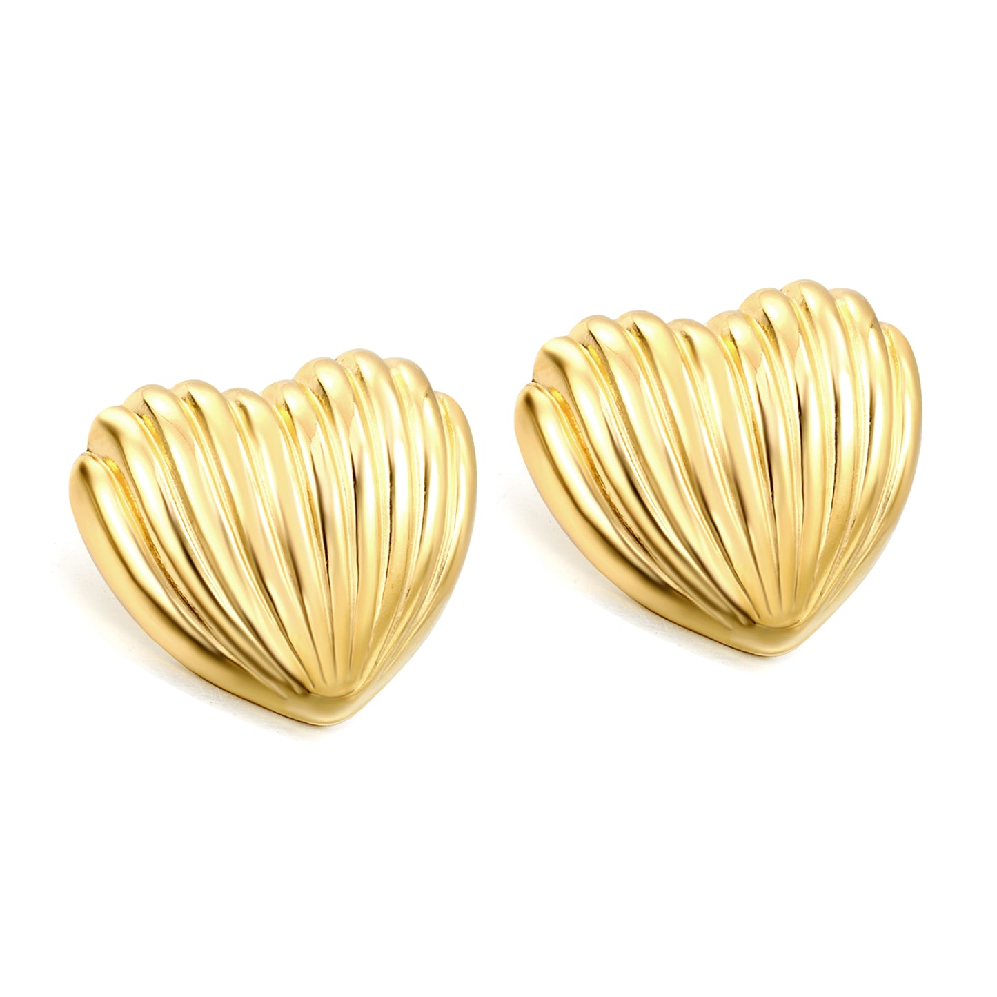 Wholesale Stainless Steel Vertical Heart Stud Earrings Elegant Texture