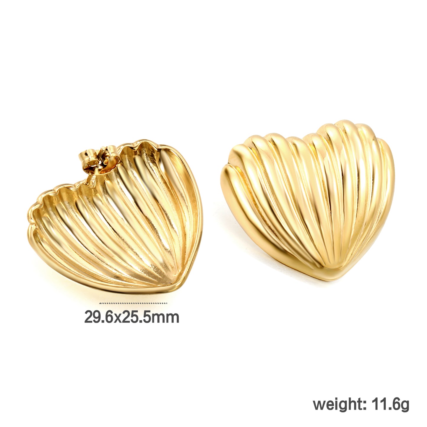 Wholesale Stainless Steel Vertical Heart Stud Earrings Elegant Texture