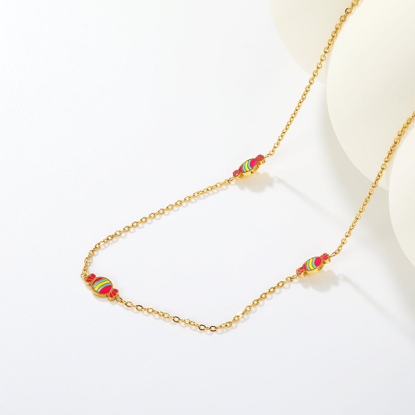 Wholesale Waterproof PVD Multi-Colored Enamel Chain Necklace