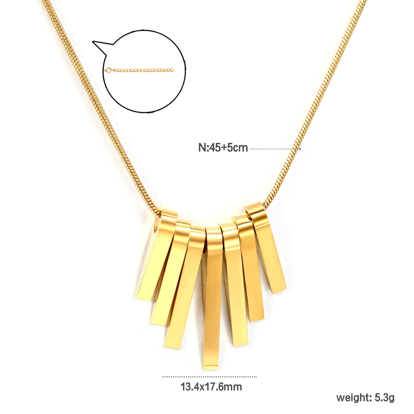 Wholesale Stainless Steel 7 Long and Short Vertical Bars Accessories Necklace