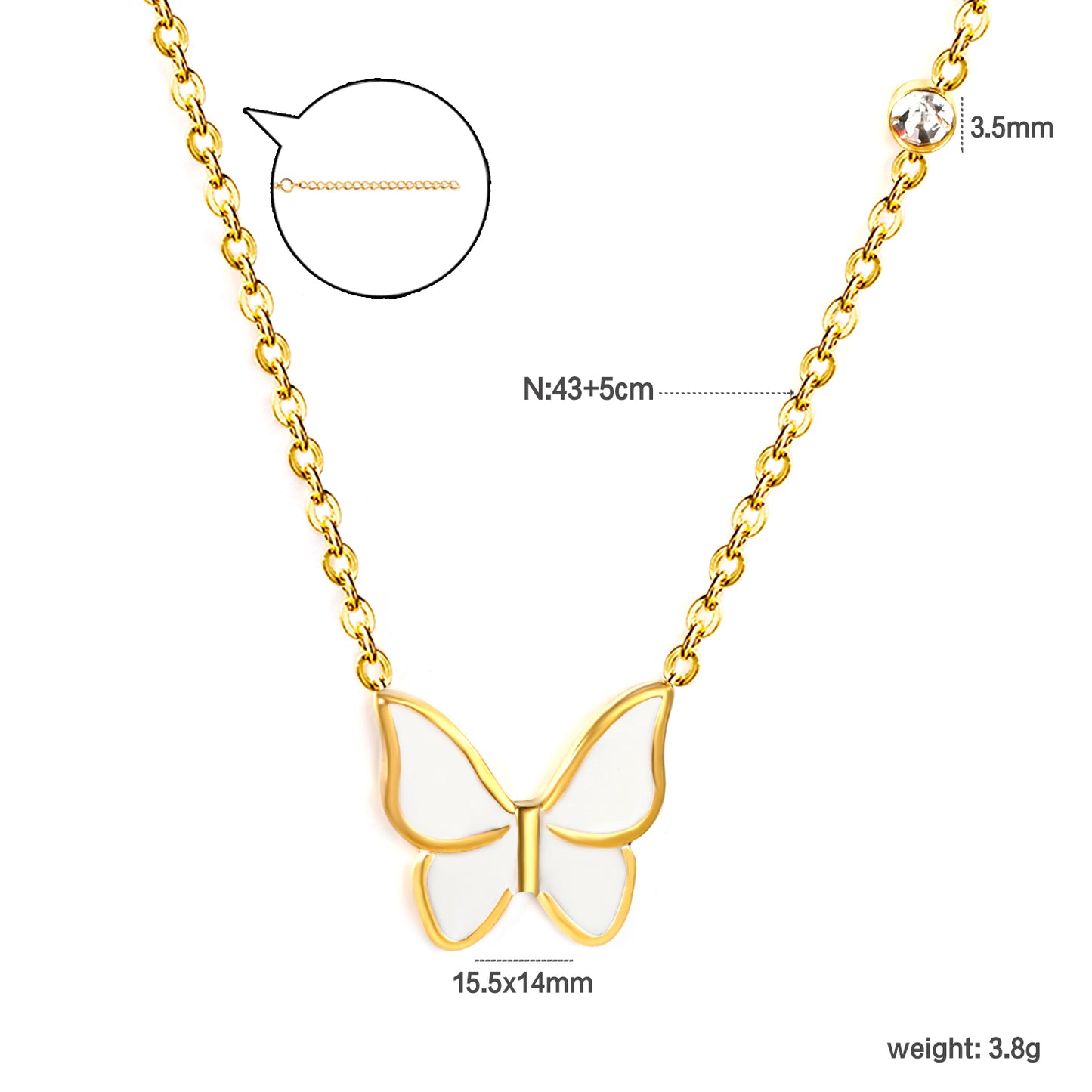 Wholesale Gold Tone White & Red & Blue & Green Butterfly Necklace Pure Elegance