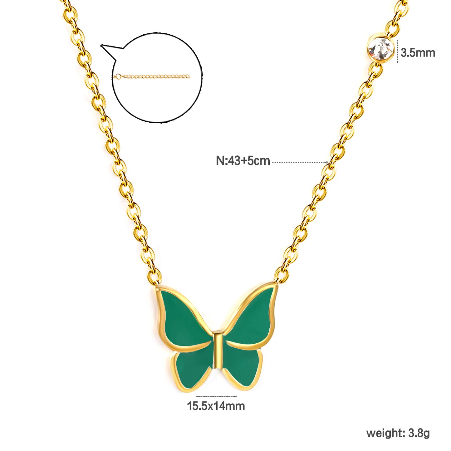 Wholesale Gold Tone White & Red & Blue & Green Butterfly Necklace Pure Elegance