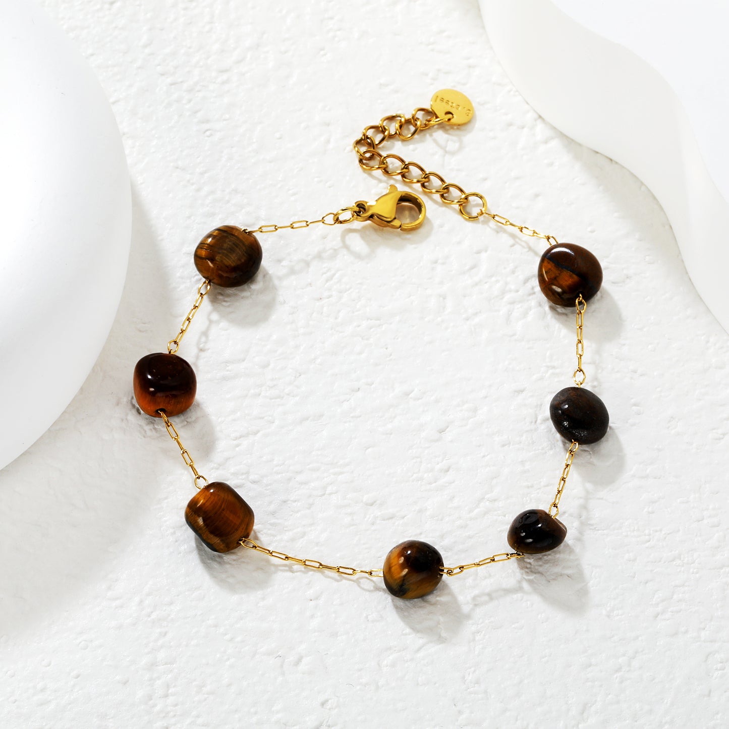 Wholesale Waterproof PVD Tiger Eye Stone Accent Bracelet
