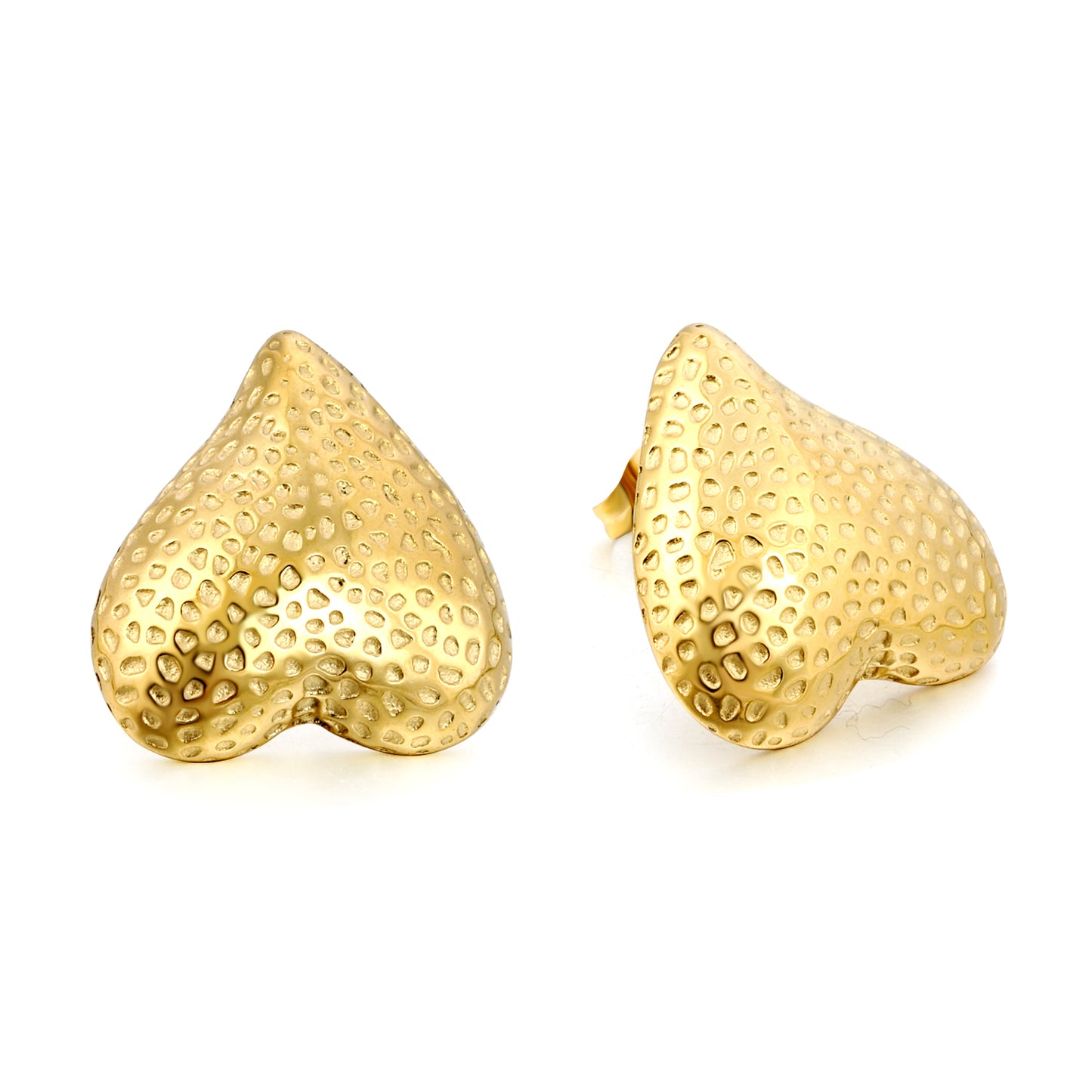 Wholesale 18k Gold Inverted Peach Heart Pitted Face Earrings